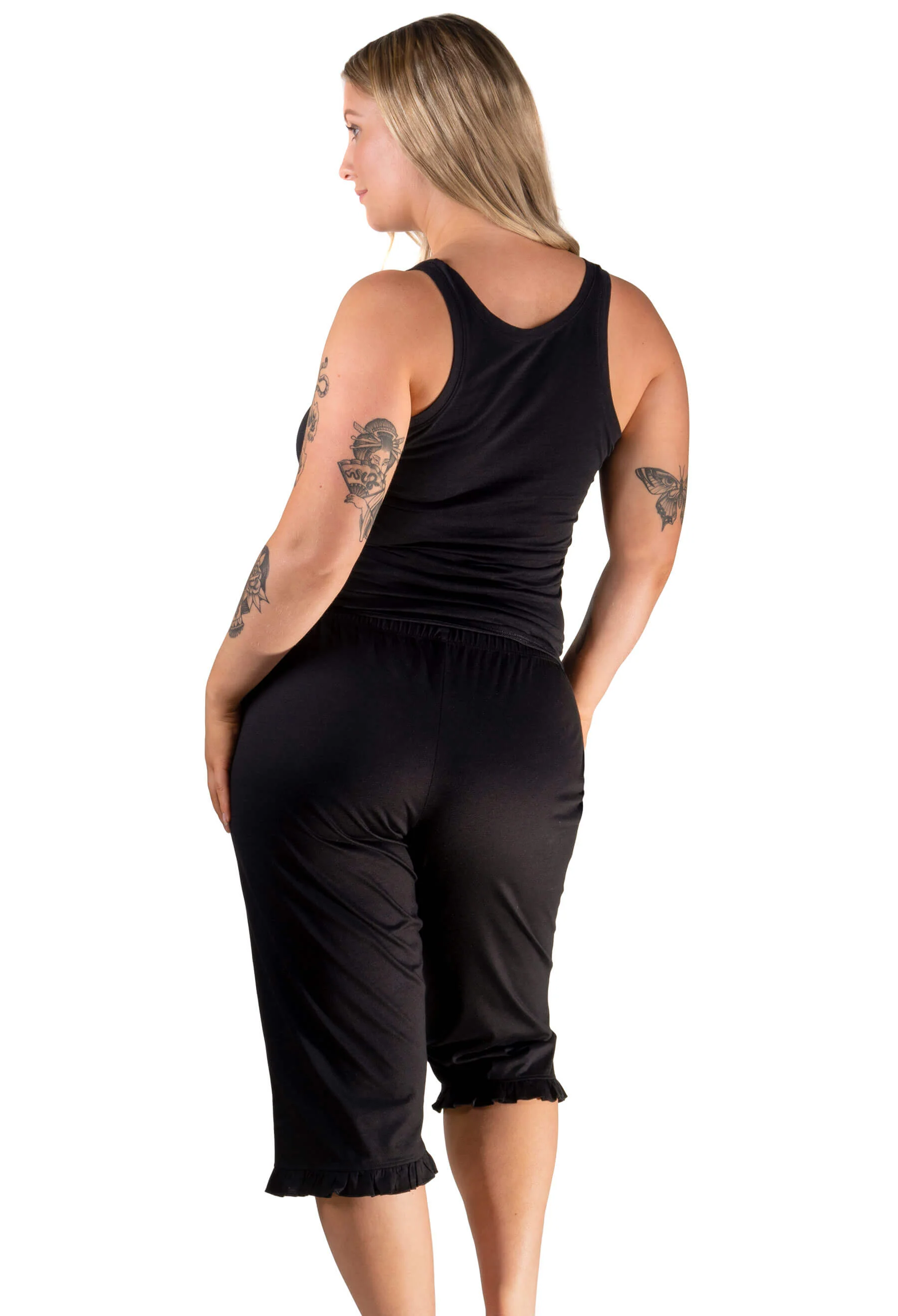 100% Cotton 3/4 Pant and Tank Tops Pyjama Set - Image 3