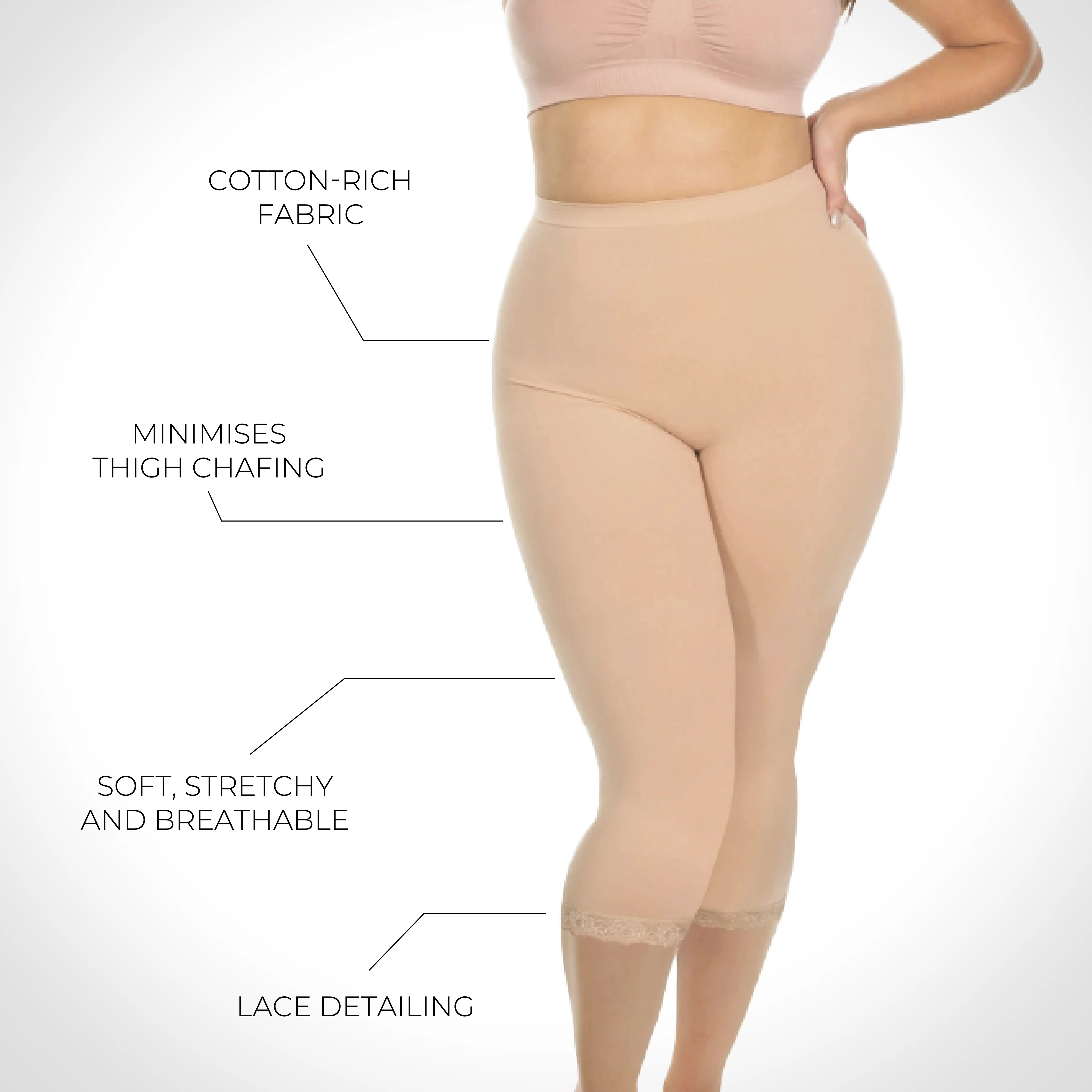 Anti Chafing High Rise 3/4 Cotton Rich Leggings - 3 Pack - Image 4