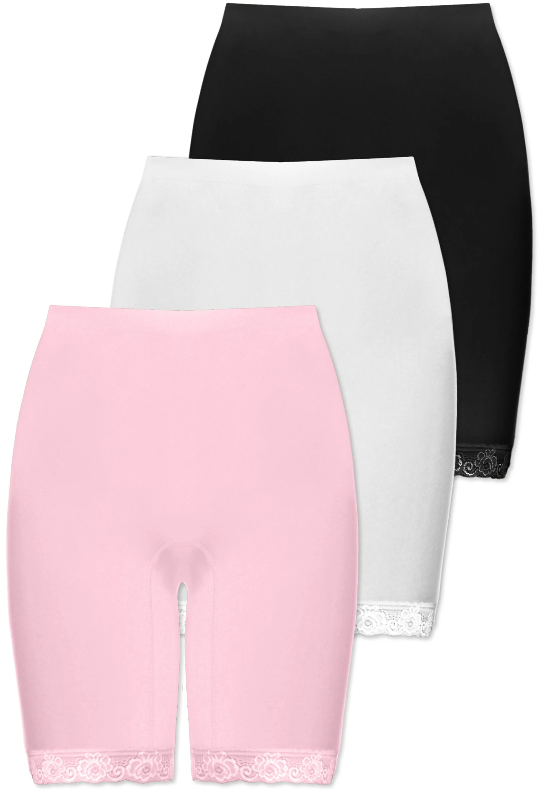 Cotton Rich Long Shorts I High Rise - 3 Pack