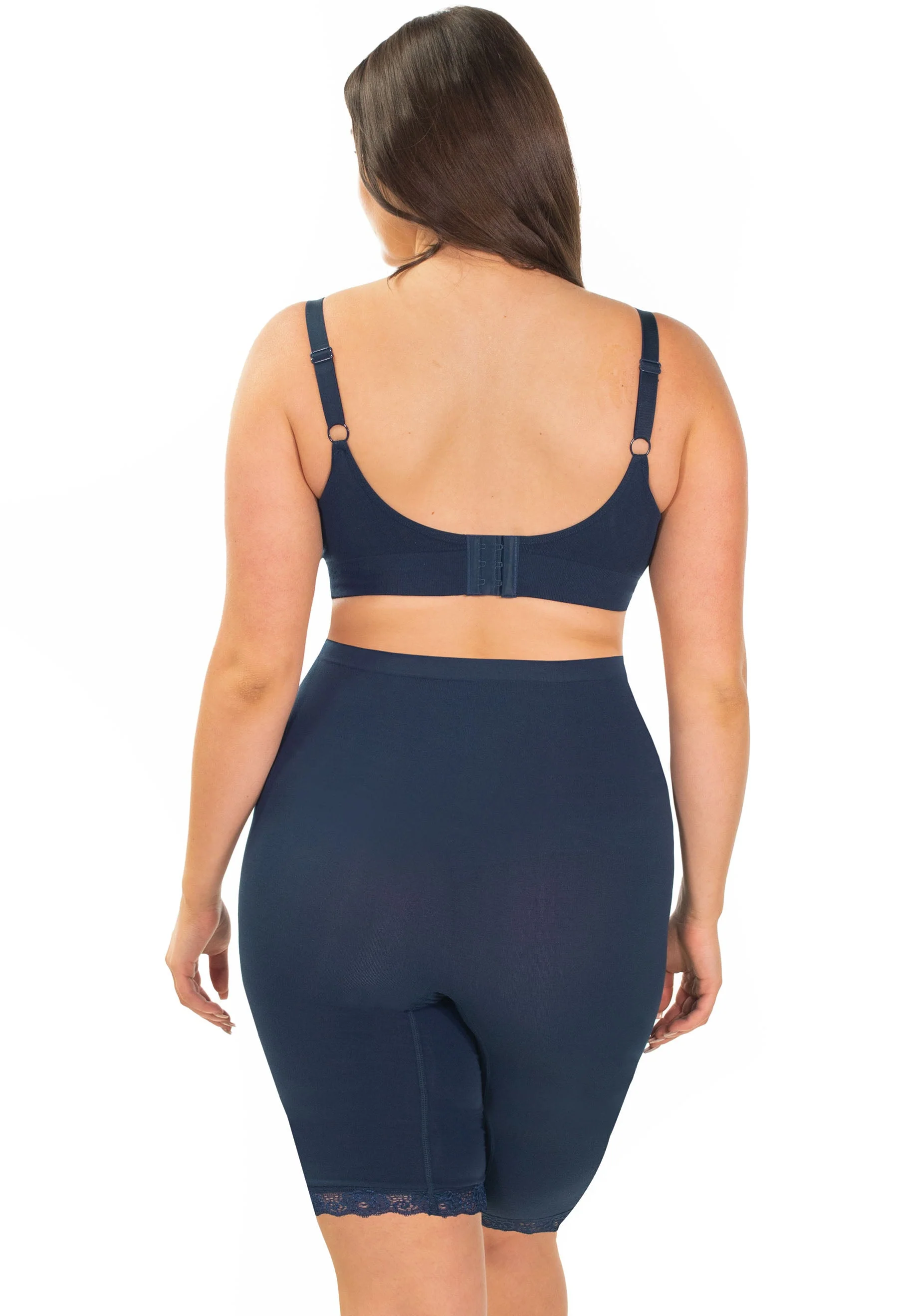 Anti Chafing High Rise Long Cotton Rich Shorts | Pacific Blue - Image 4