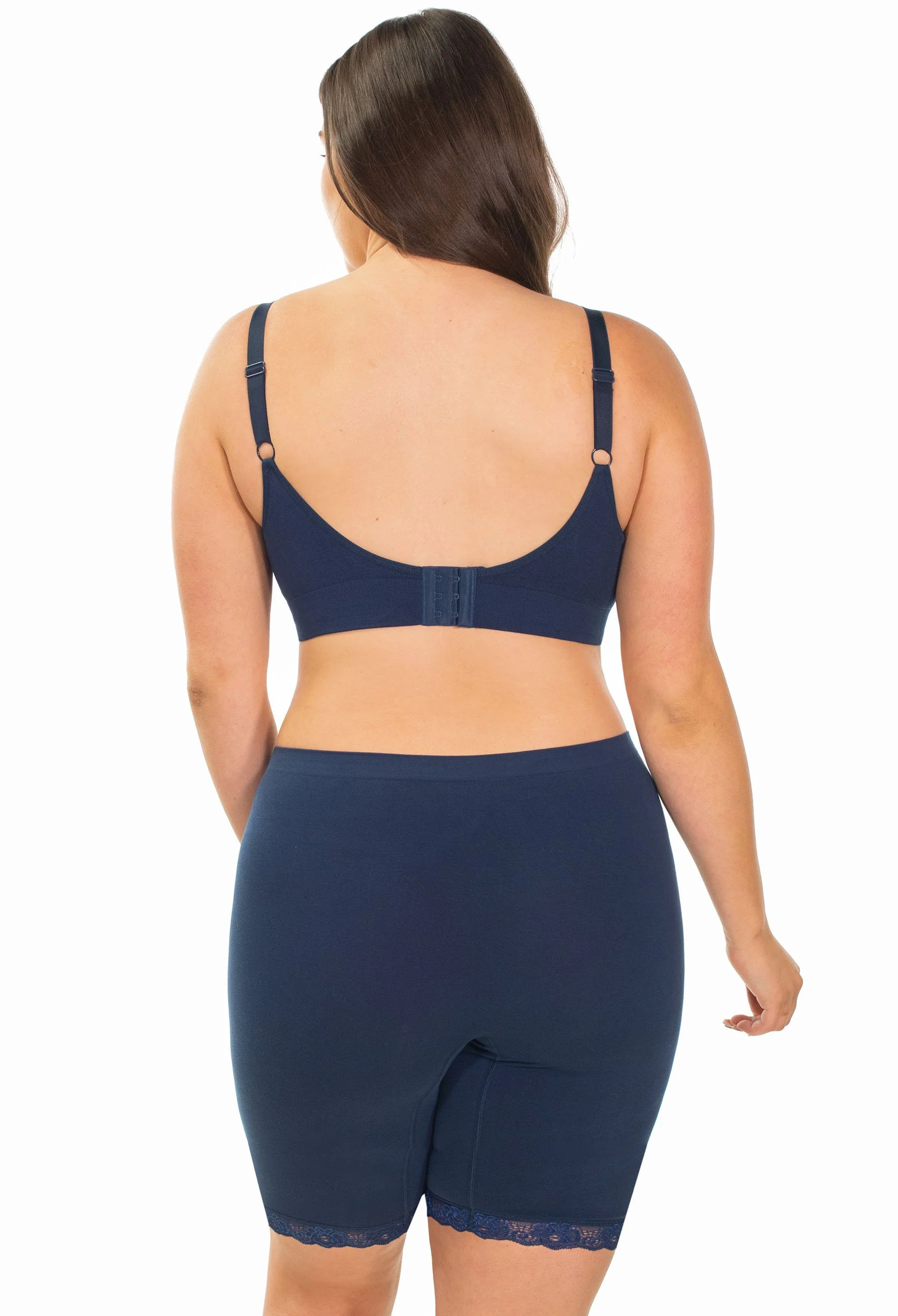Anti Chafing Lace Midi Cotton Rich Shorts | Pacific Blue - Image 4