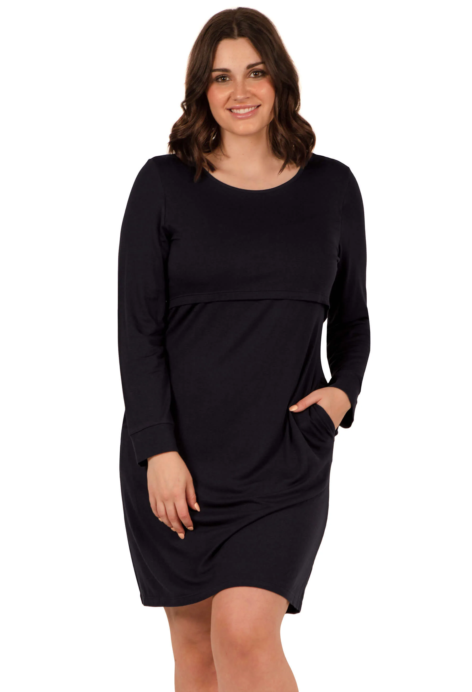 Bamboo Long Sleeve Nursing Dress - Image 3