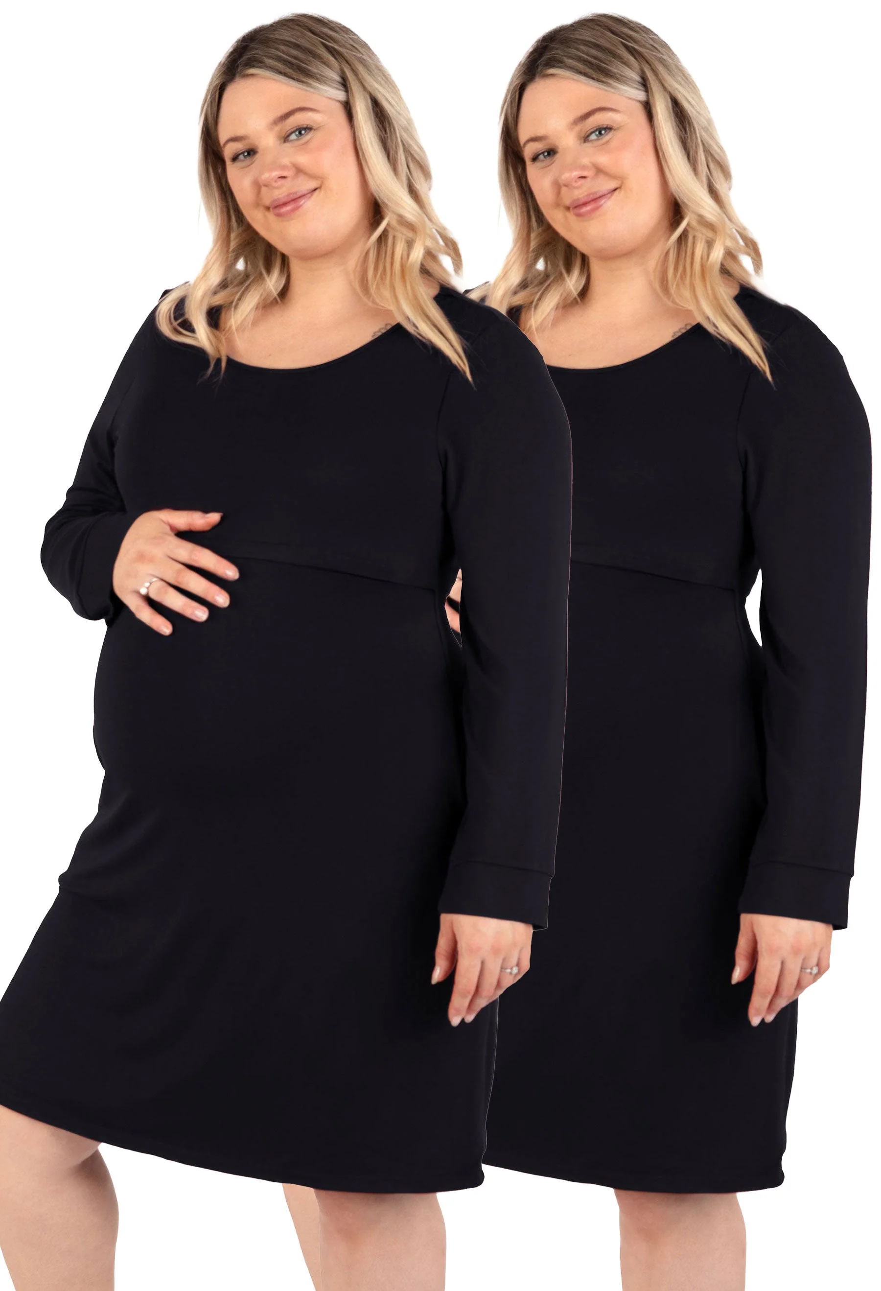 Bamboo Long Sleeve Maternity & Nursing Dress - 2 Pack - Image 16