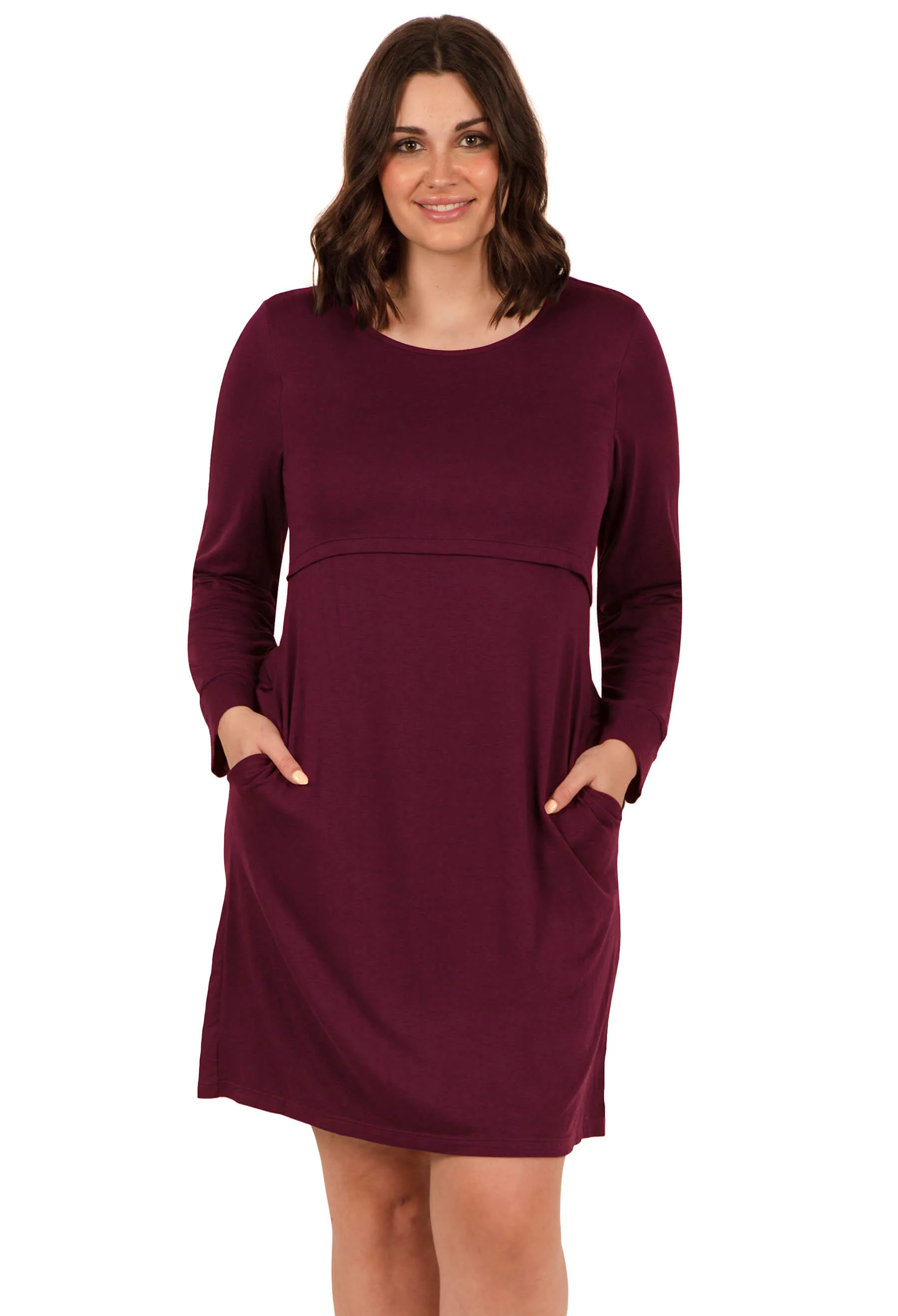 Bamboo Long Sleeve Nursing Dress - Image 9