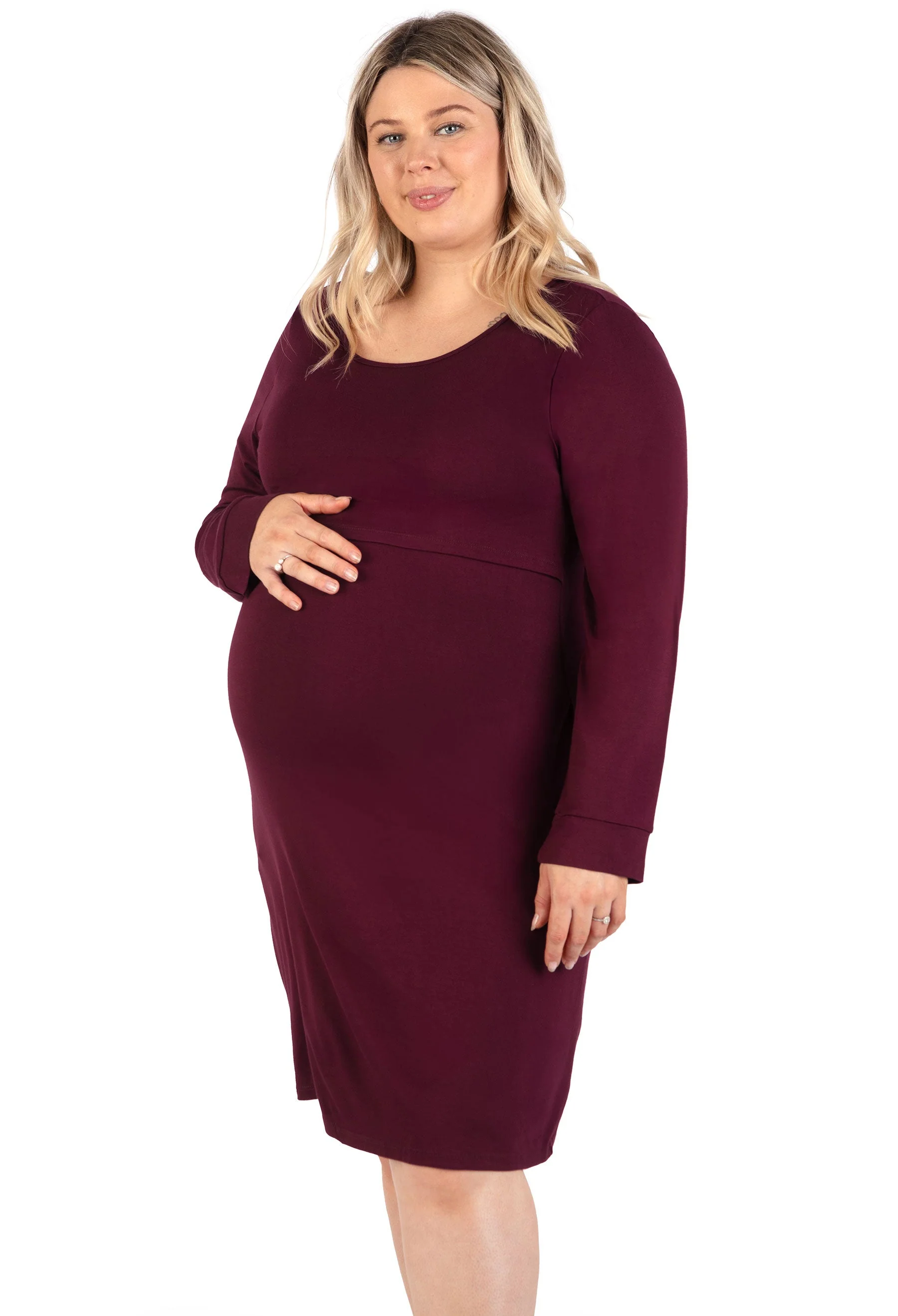 Bamboo Long Sleeve Maternity & Nursing Dress - Image 5