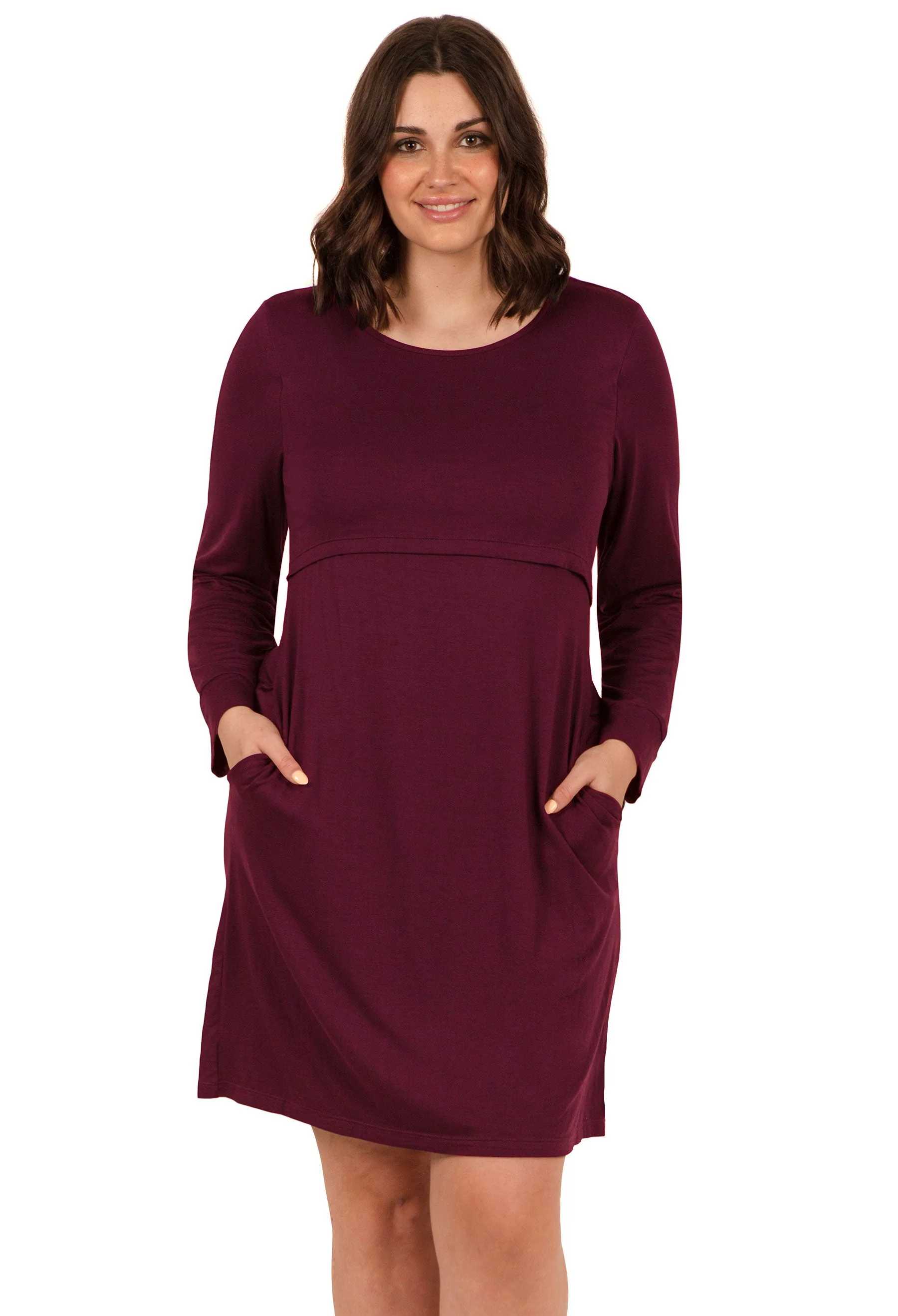 Bamboo Long Sleeve Maternity & Nursing Dress - Image 7