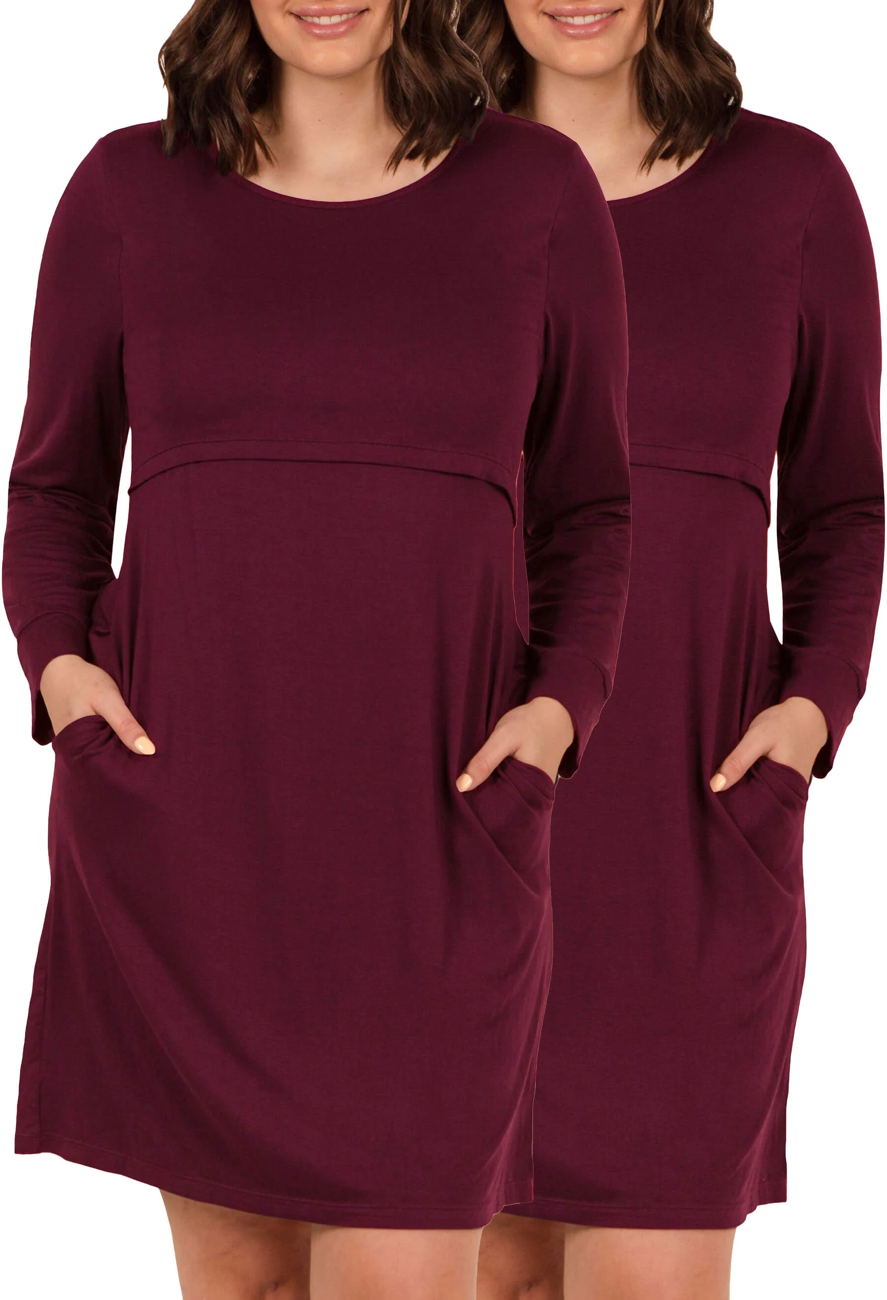 Bamboo Long Sleeve Nursing Dress - 2 Pack - Image 11