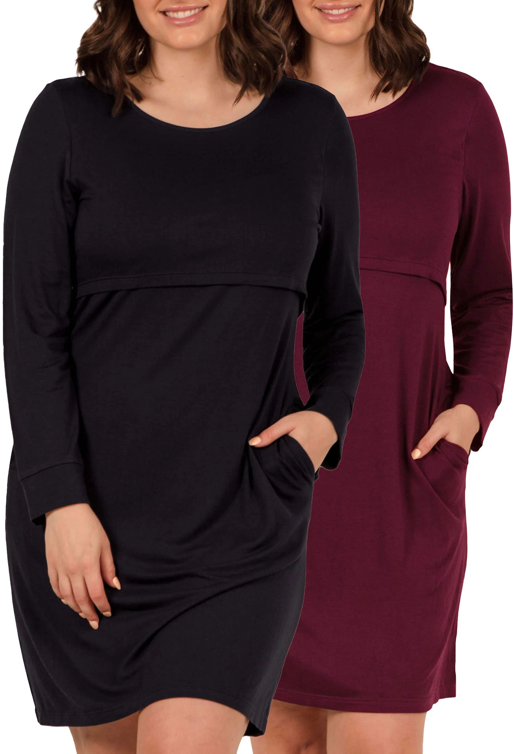 Bamboo Long Sleeve Nursing Dress - 2 Pack - Image 12
