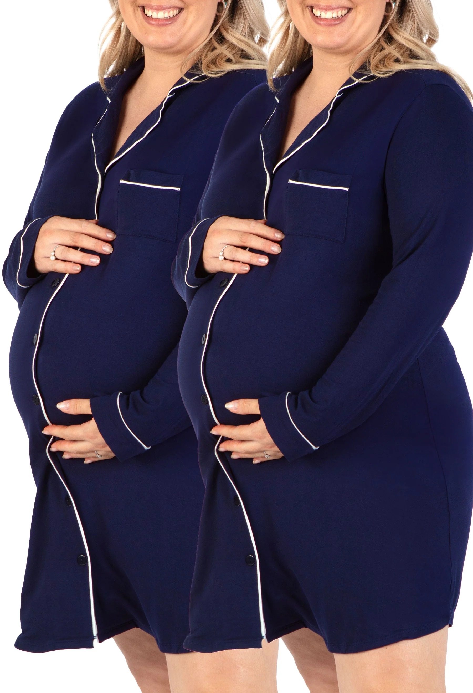 Bamboo Maternity & Nursing Birthing Hospital Gown - 2 Pack - Image 8