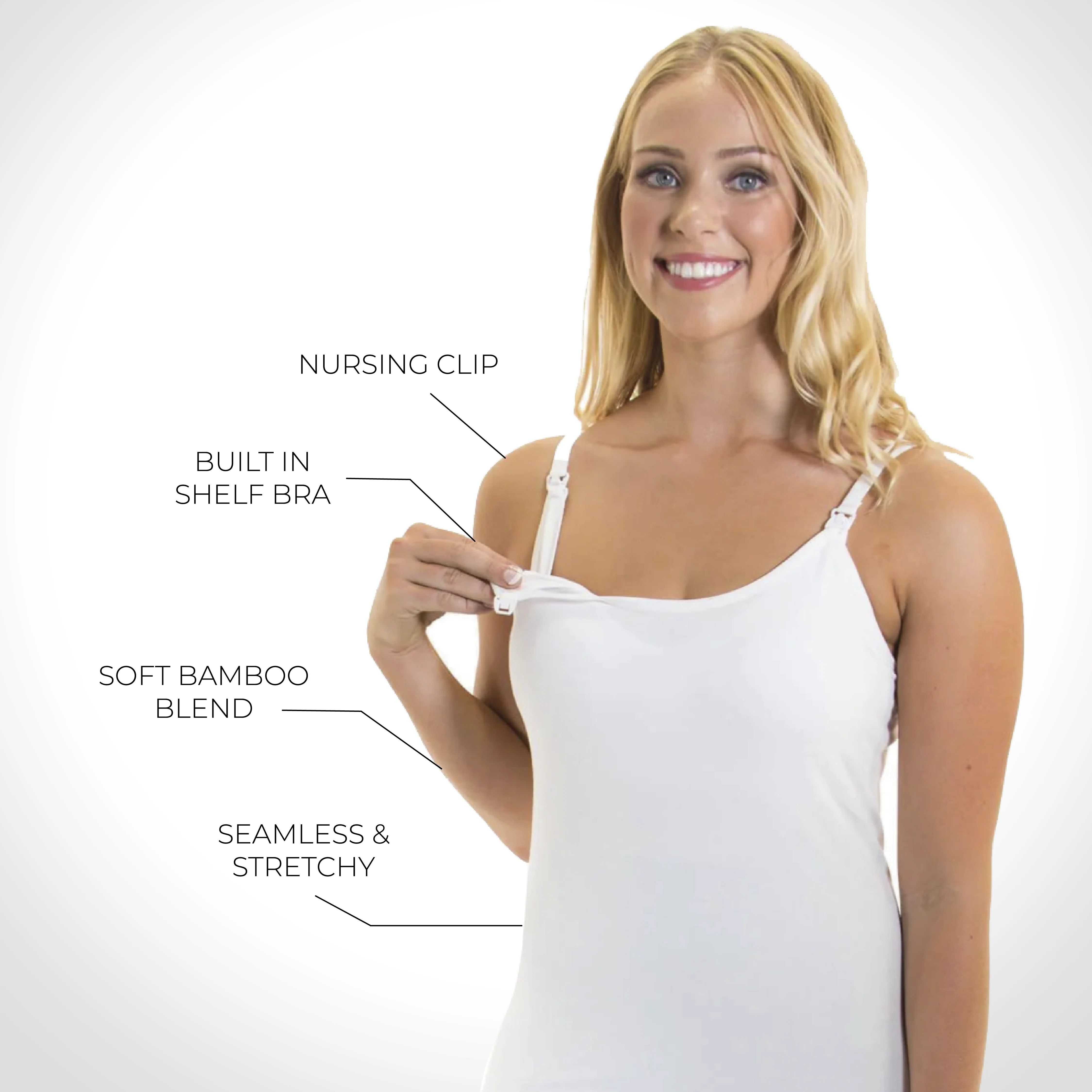Bamboo Nursing Camisole with Built In Bra - Image 3