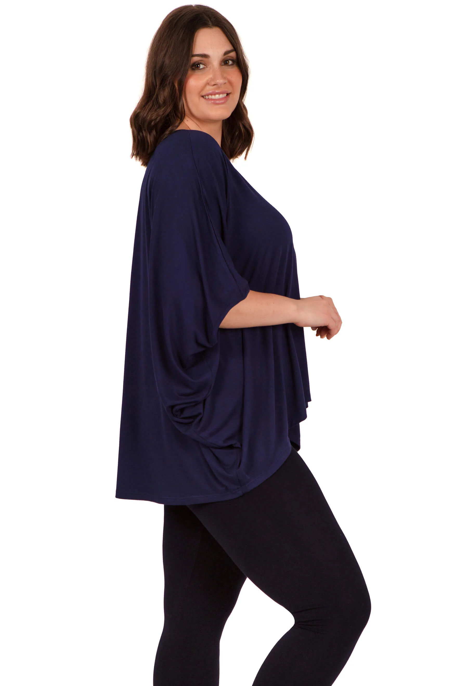Bamboo V Neck Draped Short Sleeve Top - Image 12