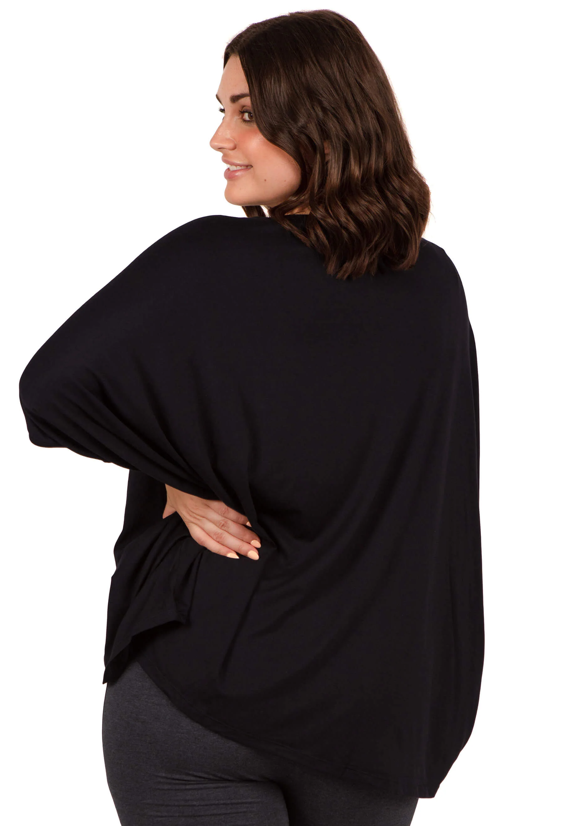 Bamboo V Neck Draped Short Sleeve Top - 2 PACK - Image 12