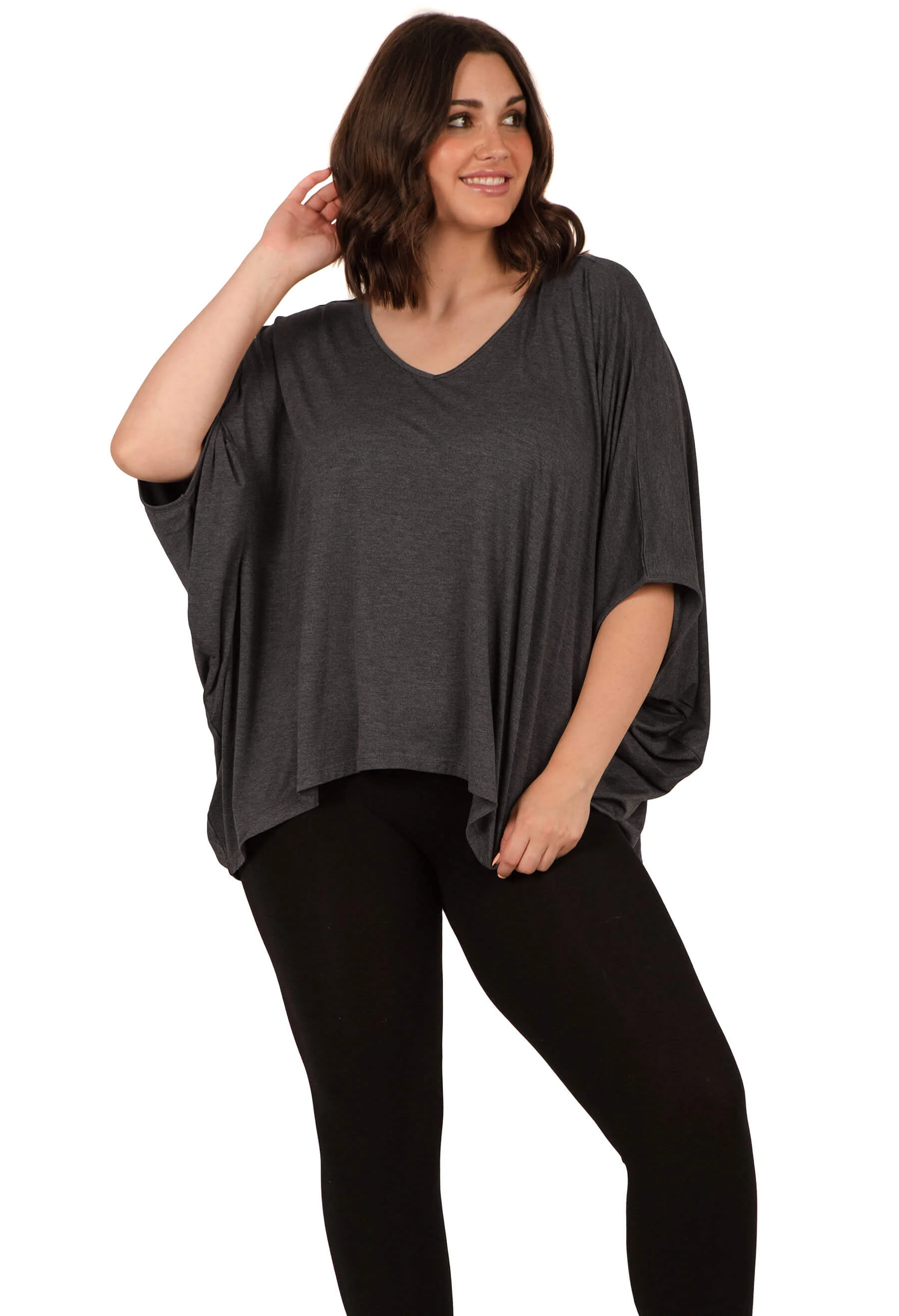 Bamboo V Neck Draped Short Sleeve Top - 2 PACK - Image 17