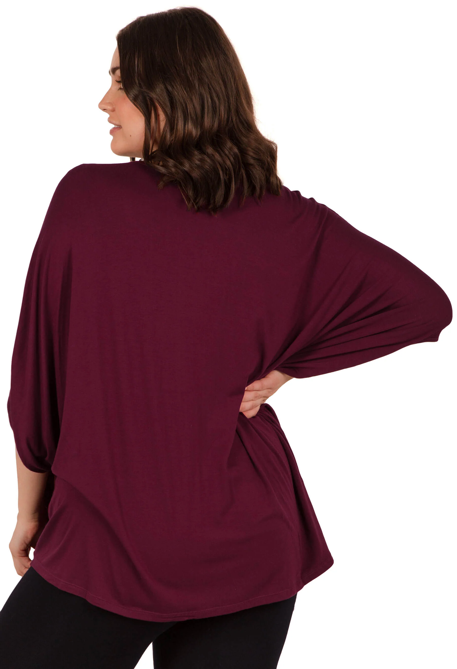 Bamboo V Neck Draped Short Sleeve Top - Image 3
