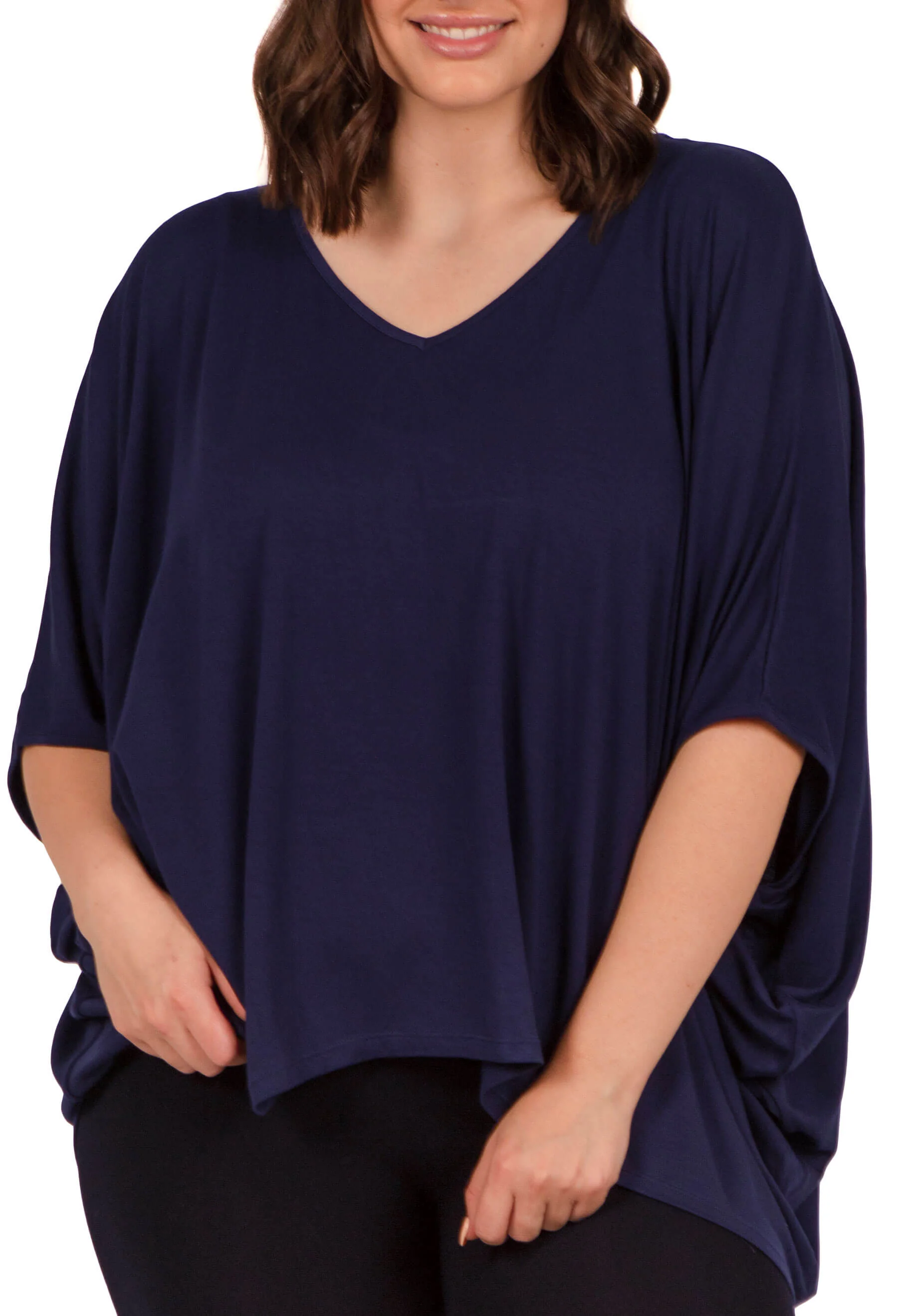 Bamboo V Neck Draped Short Sleeve Top - Image 9