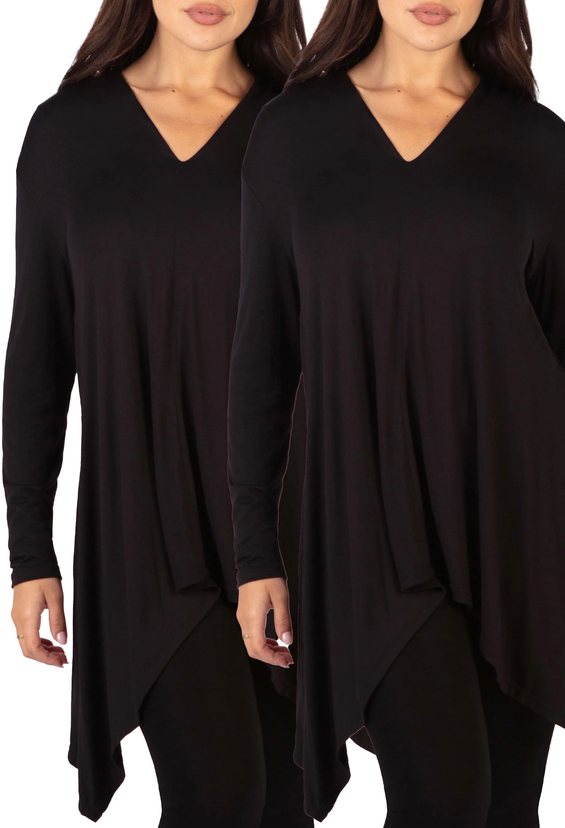 Bamboo V Neck Tunic Top - 2 Pack - Image 17