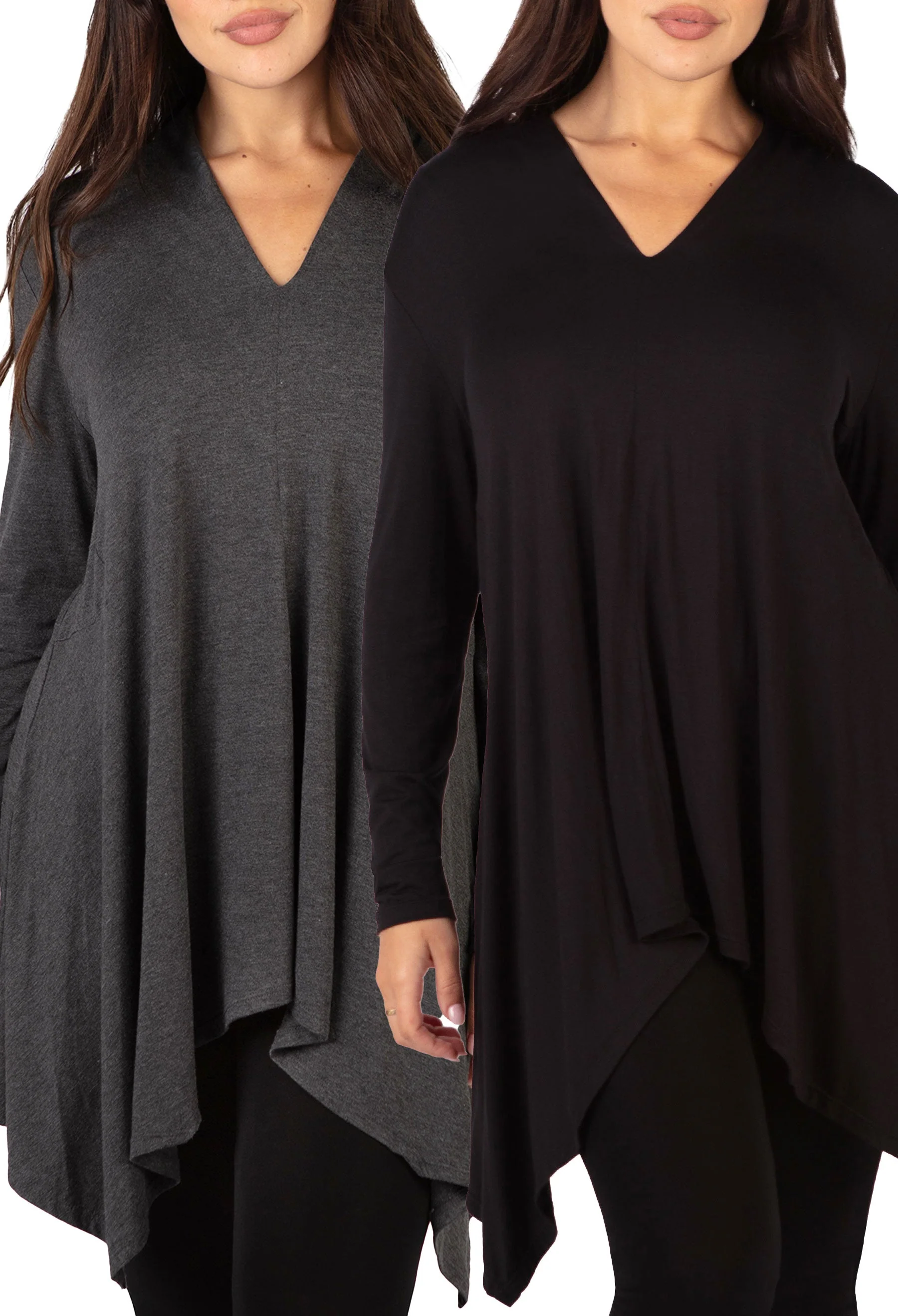 Bamboo V Neck Tunic Top - 2 Pack - Image 18
