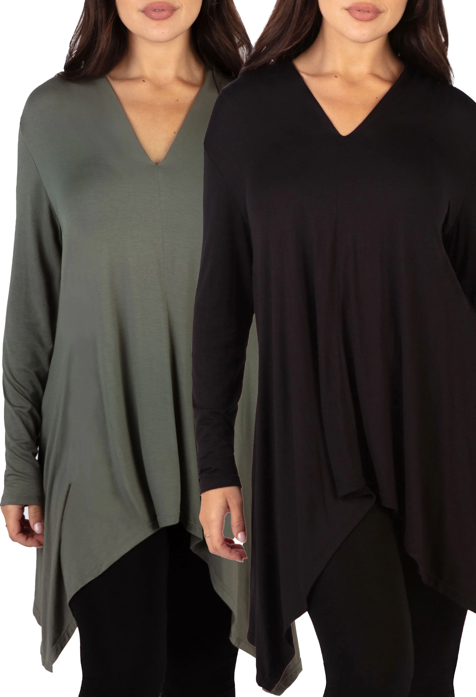 Bamboo V Neck Tunic Top - 2 Pack - Image 19