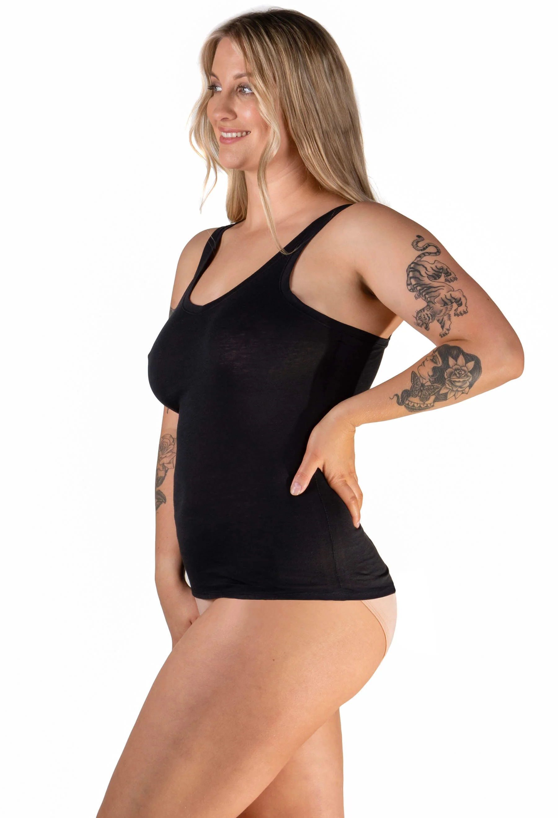 Black Superfine 100% Cotton Camisole - 4 Pack - Image 4