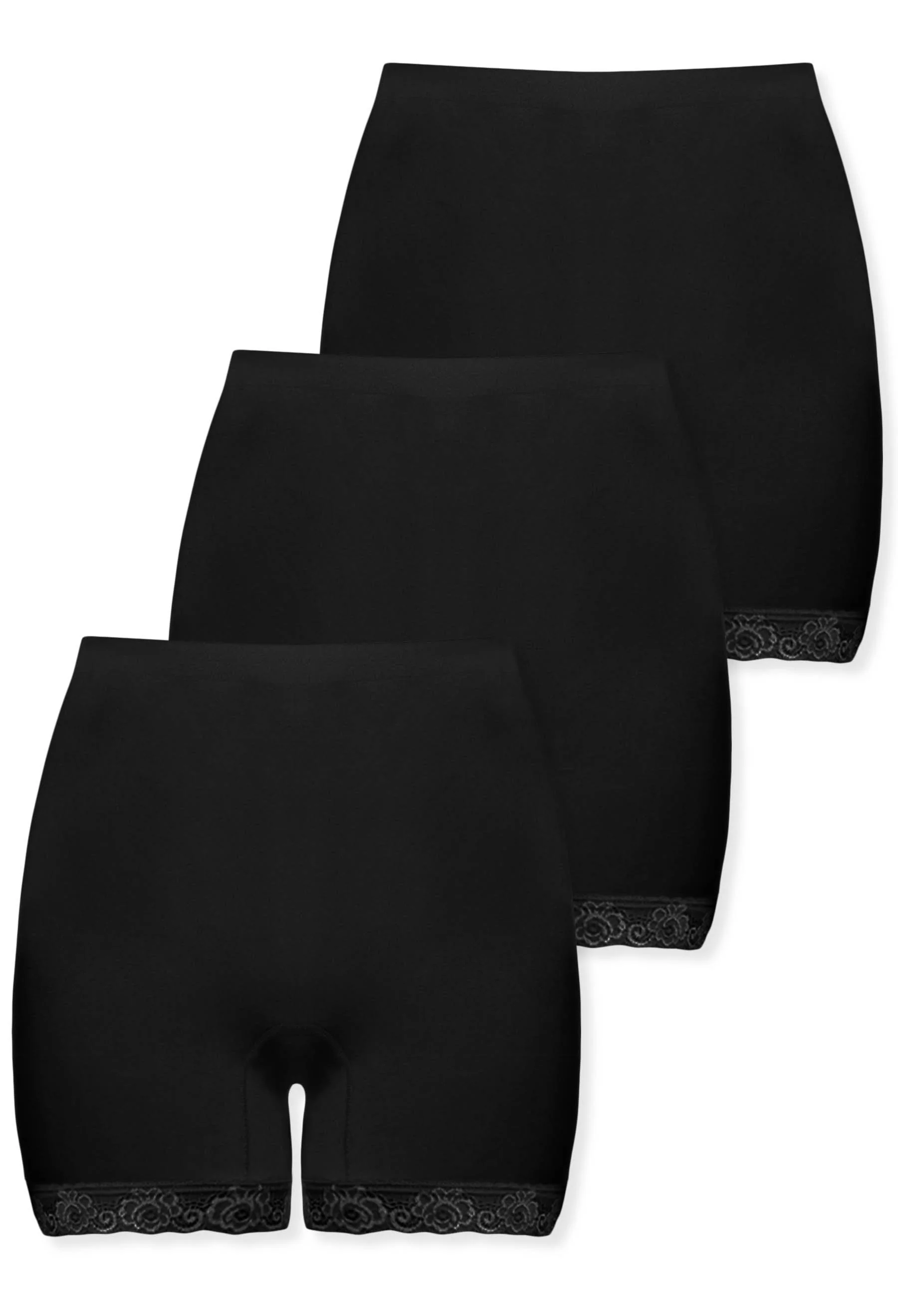Curvy Anti Chafing High Rise Petite Cotton Rich Shorts - 3 Pack - Image 17