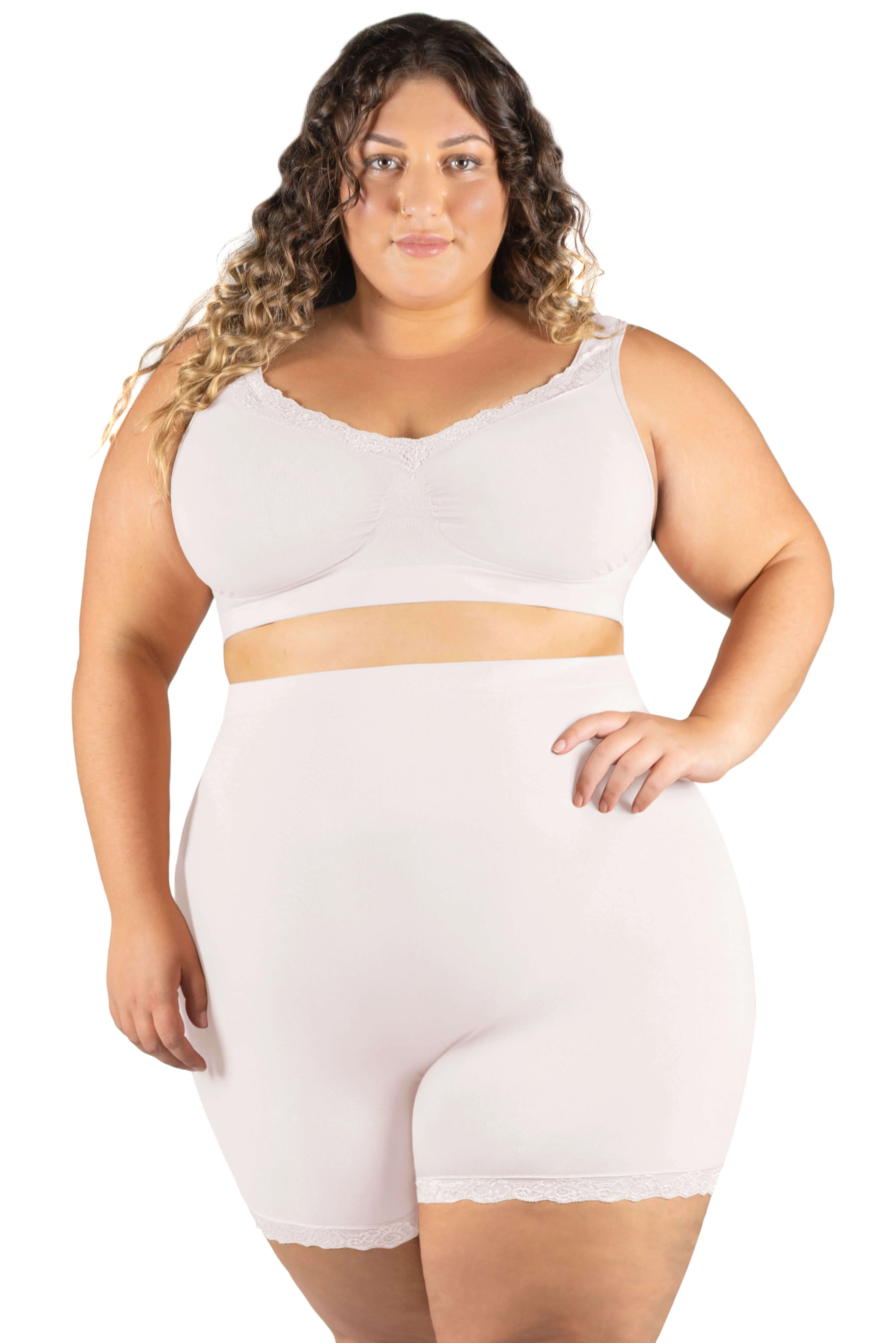 Curvy Anti Chafing High Rise Petite Cotton Rich Shorts - 3 Pack - Image 8