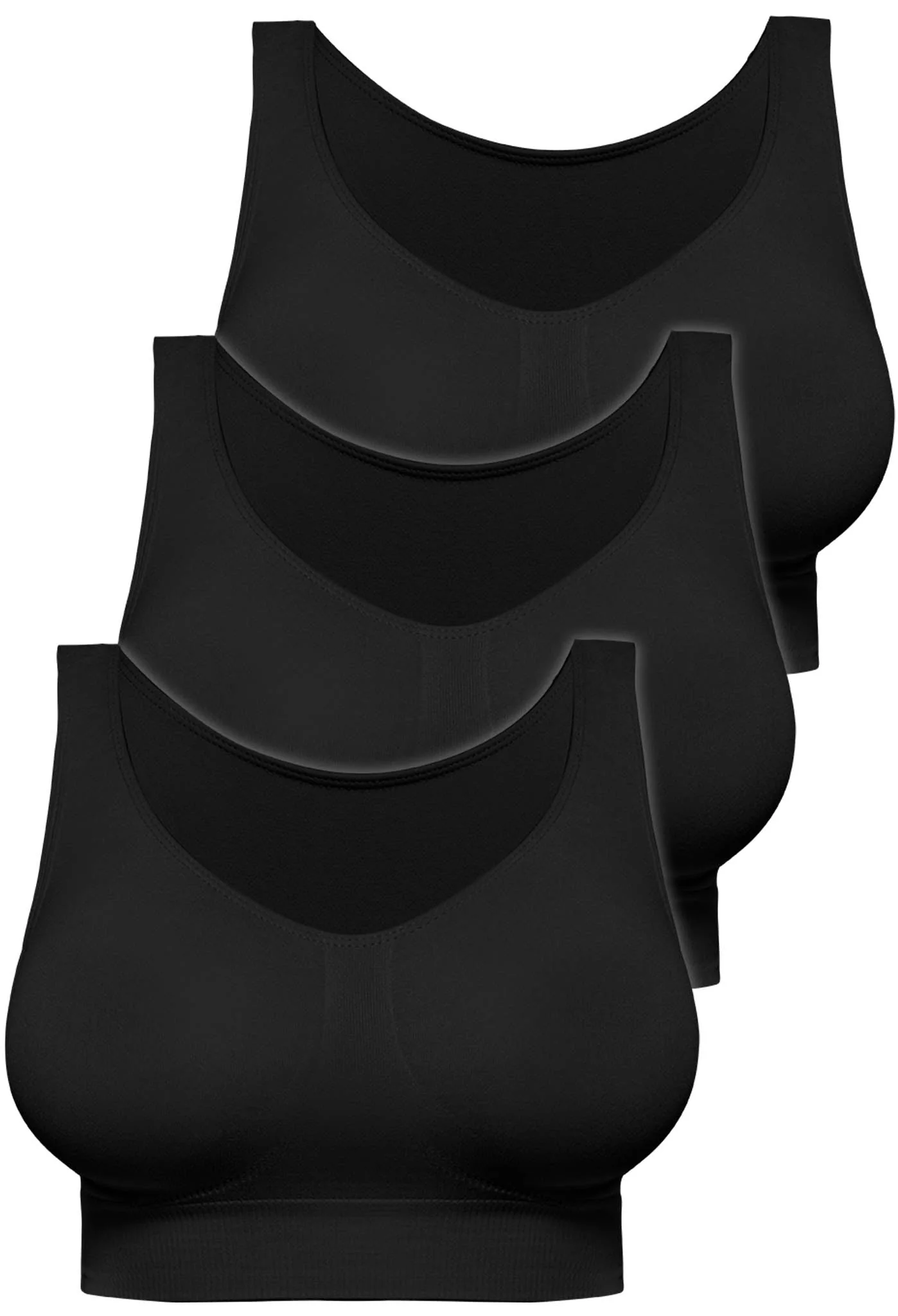 Double Lined Wire Free High Back Crop Bra - 3 Pack - Image 11