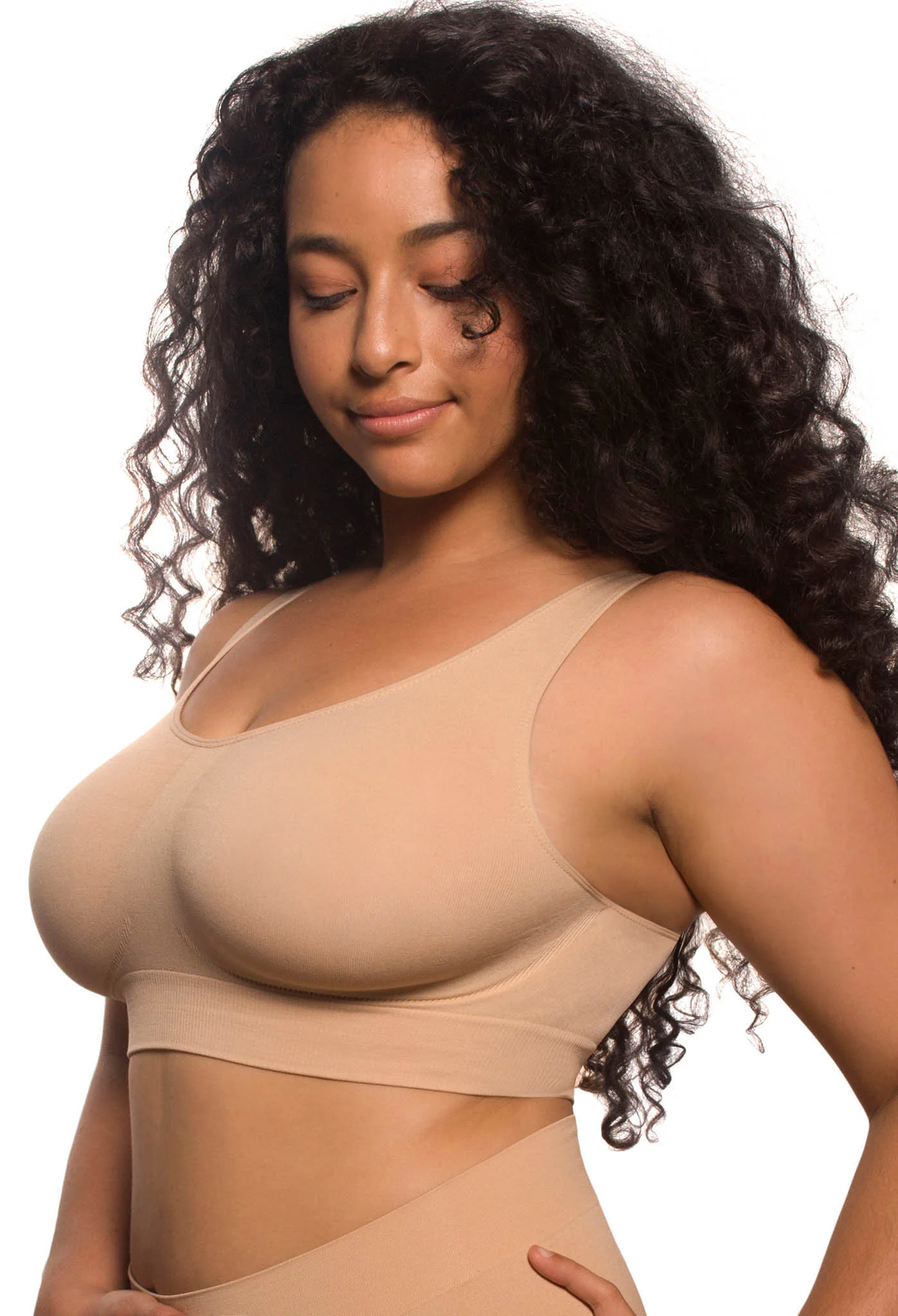 Double Lined Wire Free High Back Crop Bra - 3 Pack - Image 3