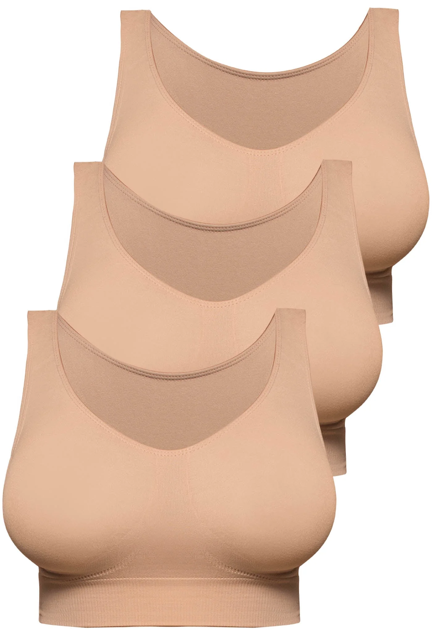 Double Lined Wire Free High Back Crop Bra - 3 Pack - Image 9