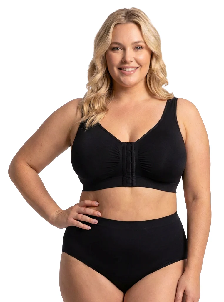 Full Bust Bamboo Padded Front Closure Wire Free Bra - Image 11