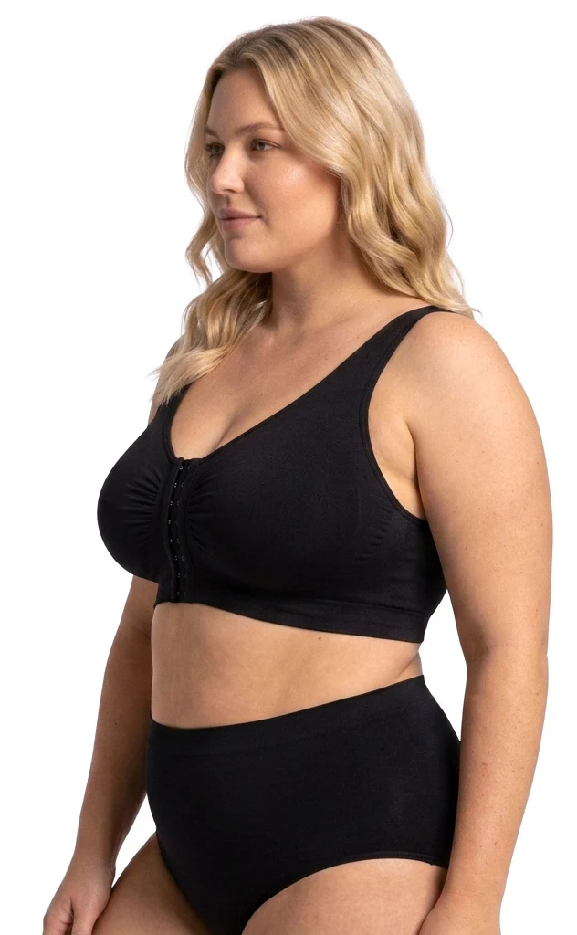 Full Bust Bamboo Padded Front Closure Wire Free Bra - Image 12