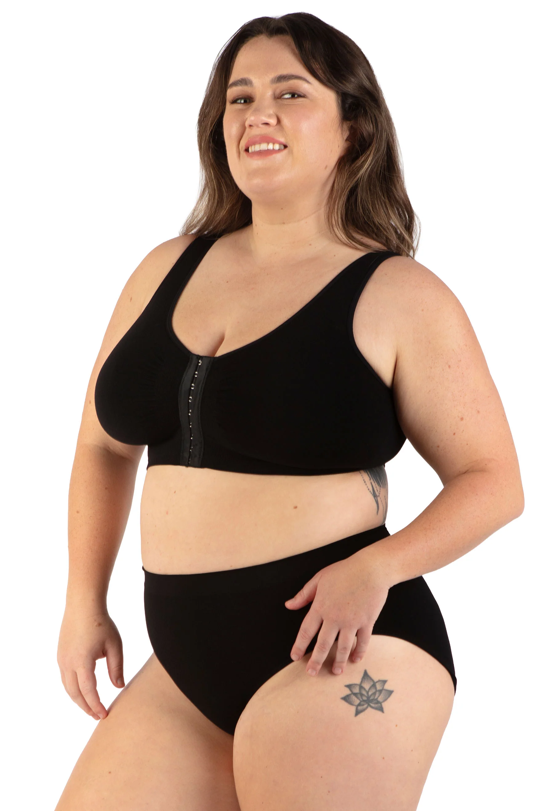 Full Bust Bamboo Padded Front Closure Wire Free Bra - Image 16