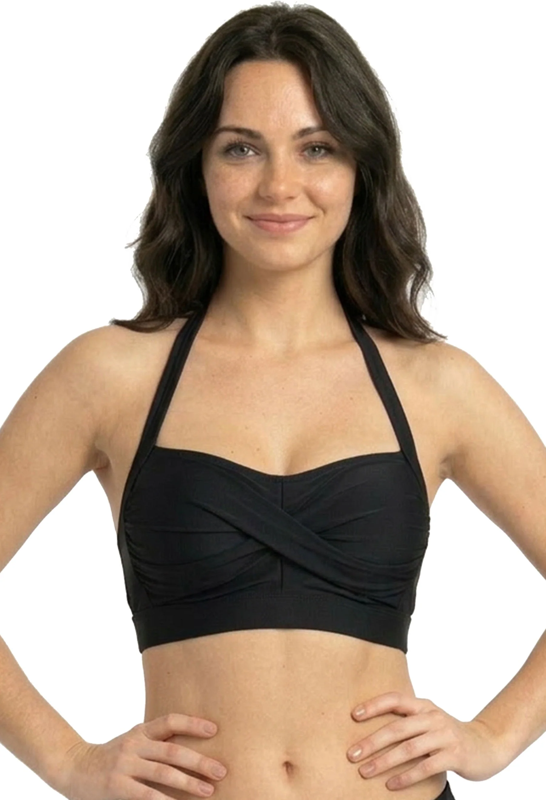 Halter Neck Ruched Swim Bra - Image 2