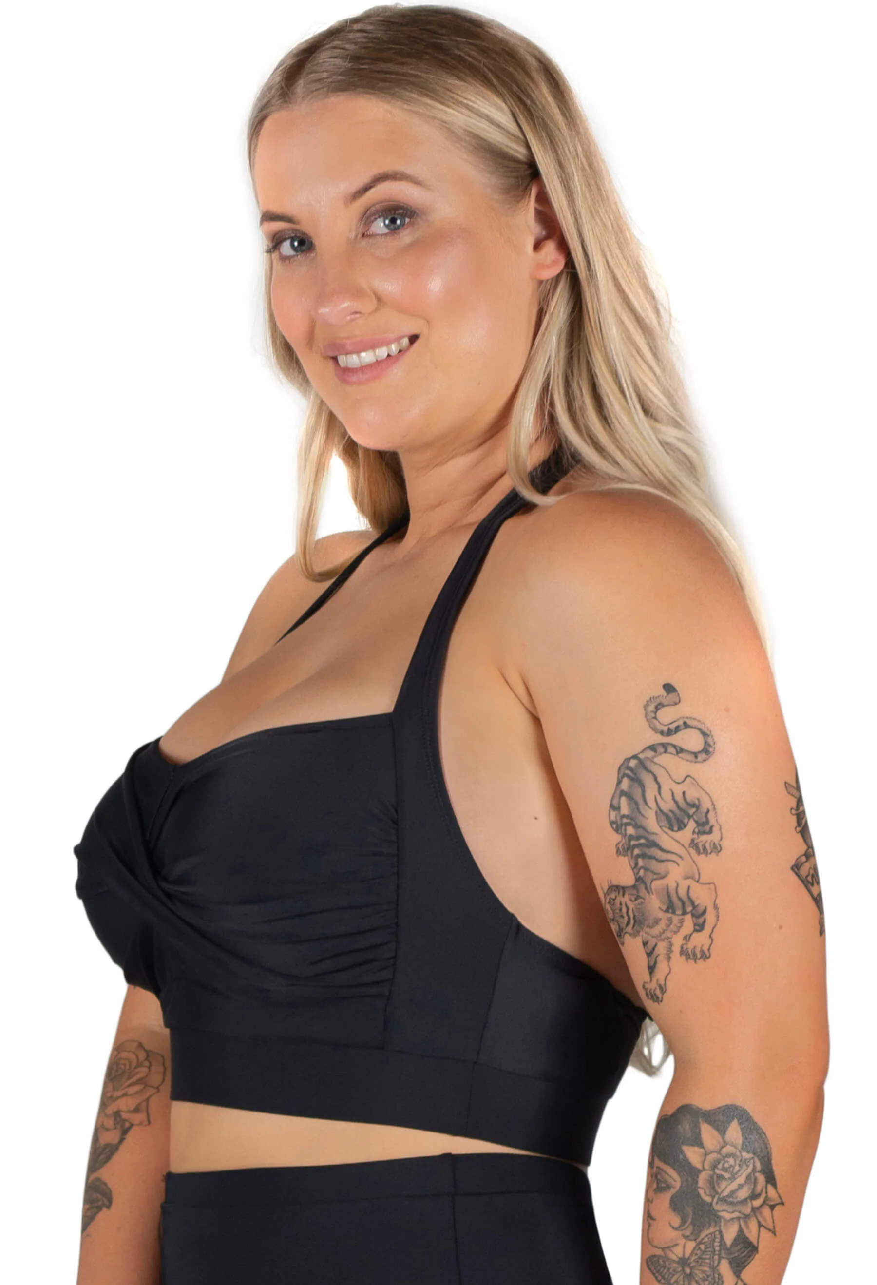 Halter Neck Ruched Swim Bra - Image 4