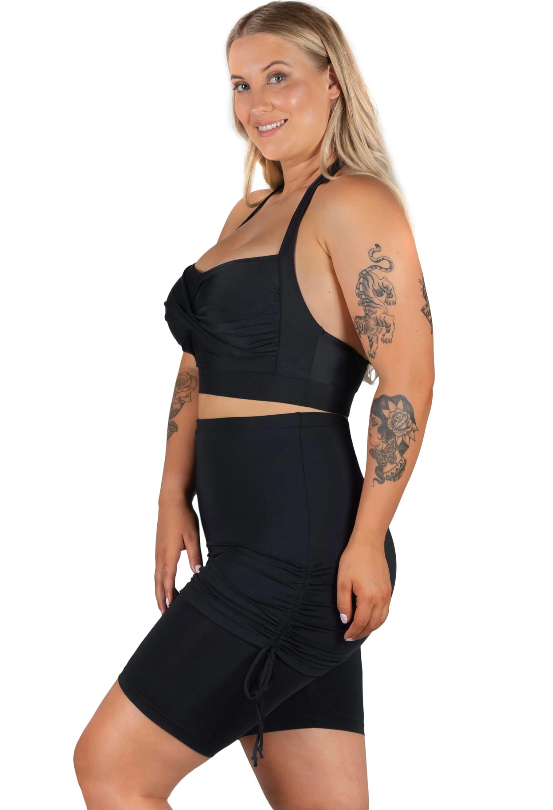 Halter Neck Ruched Swim Bra - Image 6