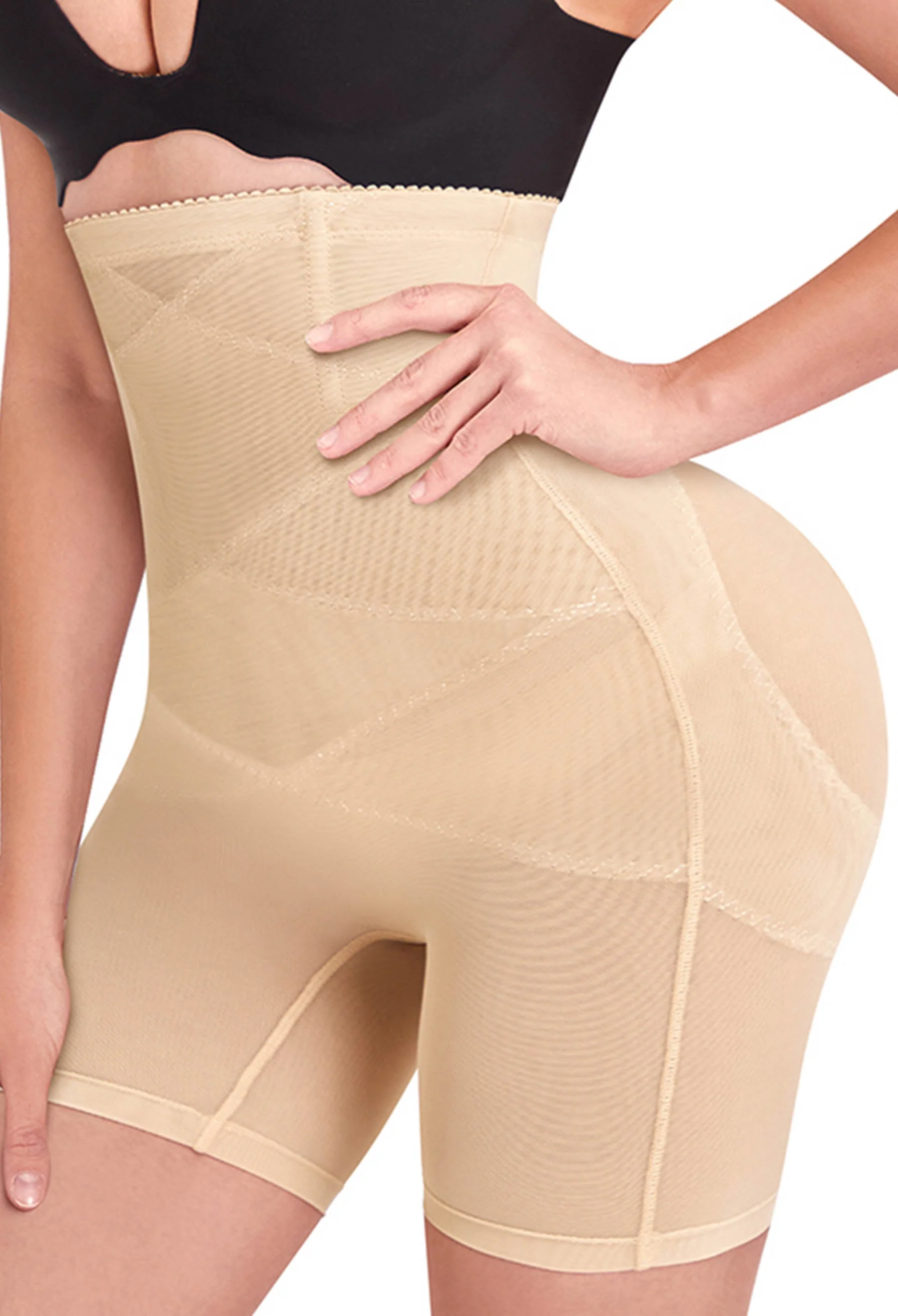 High Waist Power Mesh Tummy Control Shorts - 2 Pack - Image 12