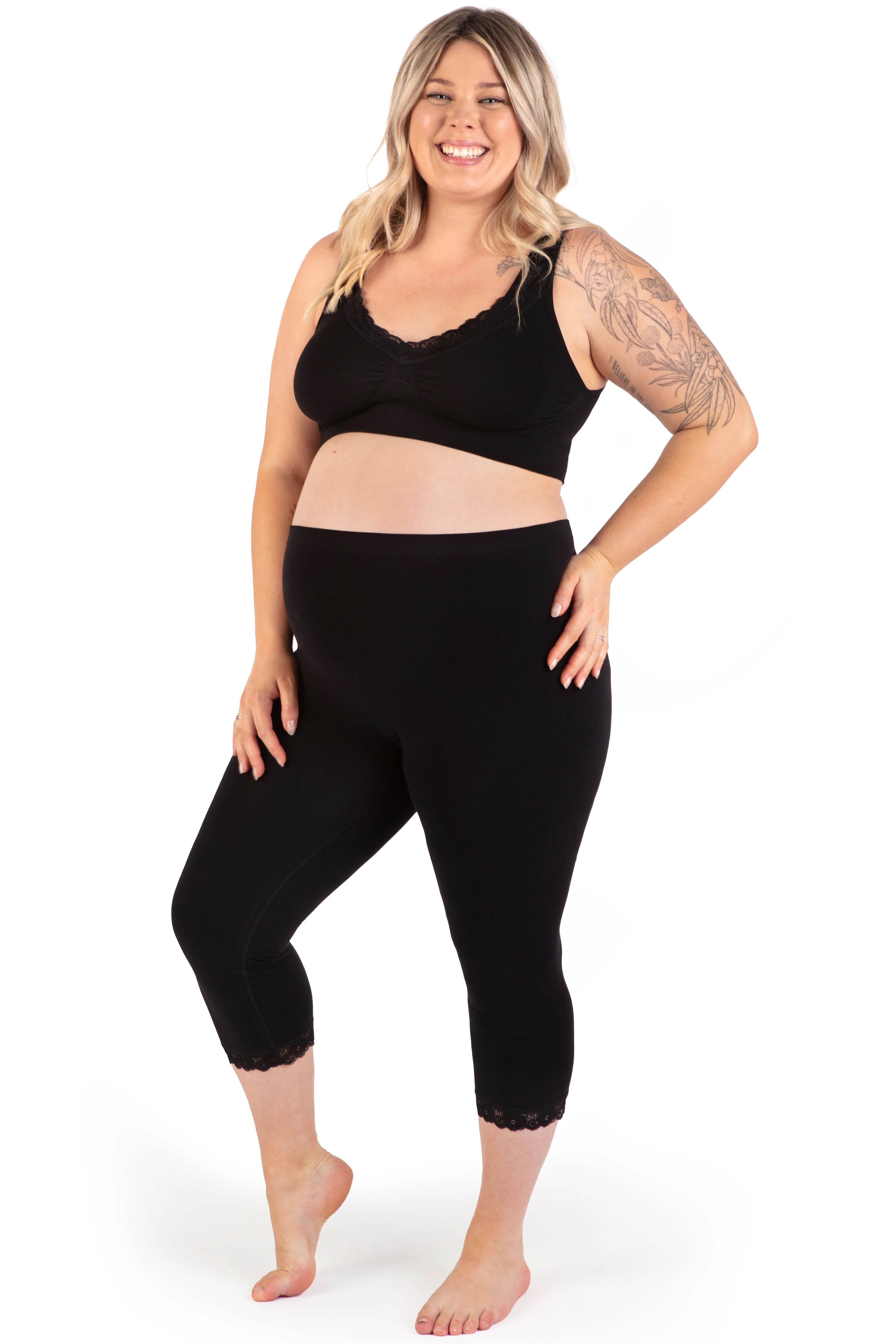 Maternity Anti Chafing High Rise 3/4 Cotton Rich Leggings - Image 10
