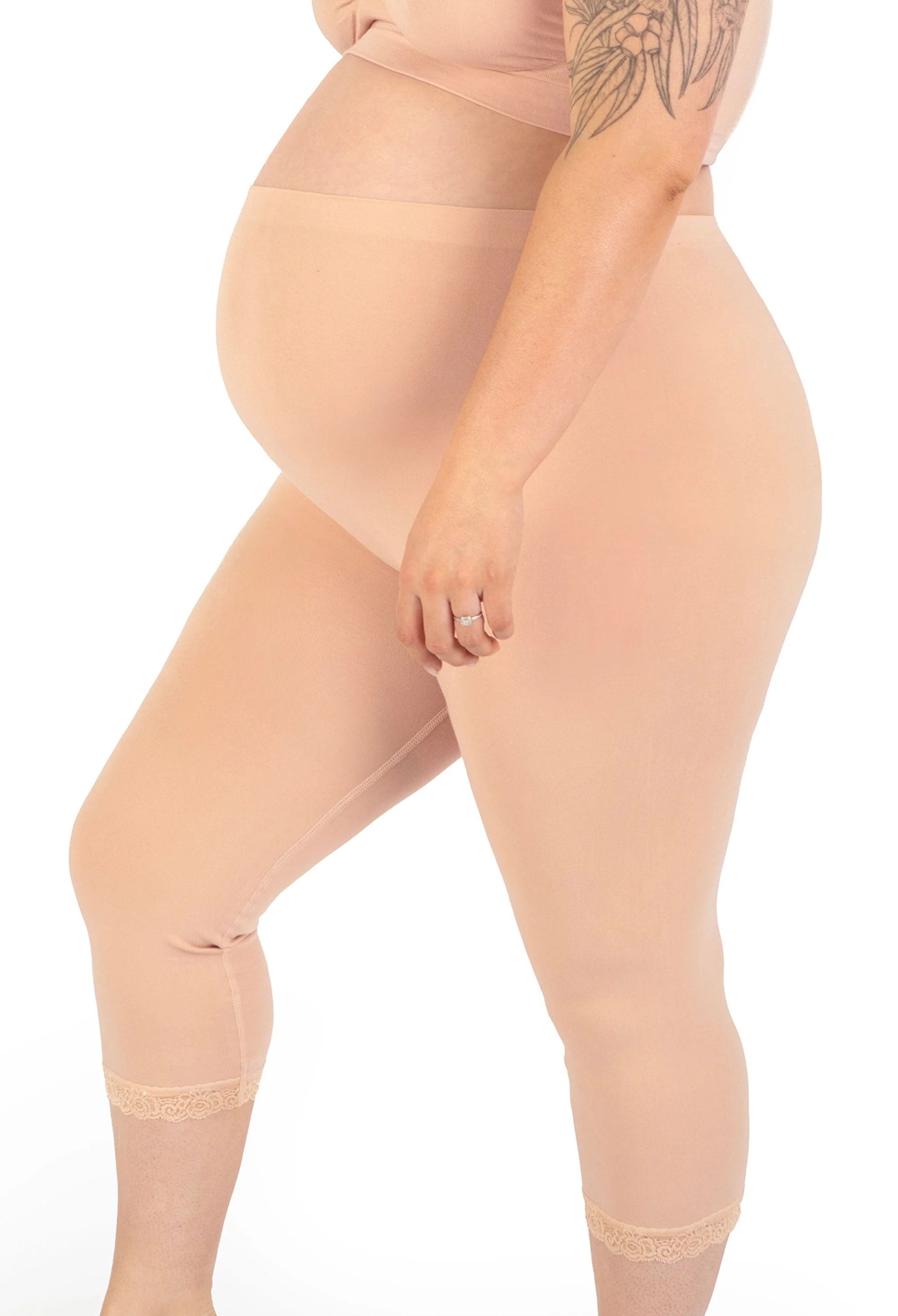 Maternity Anti Chafing High Rise 3/4 Cotton Rich Leggings - 3 Pack - Image 4
