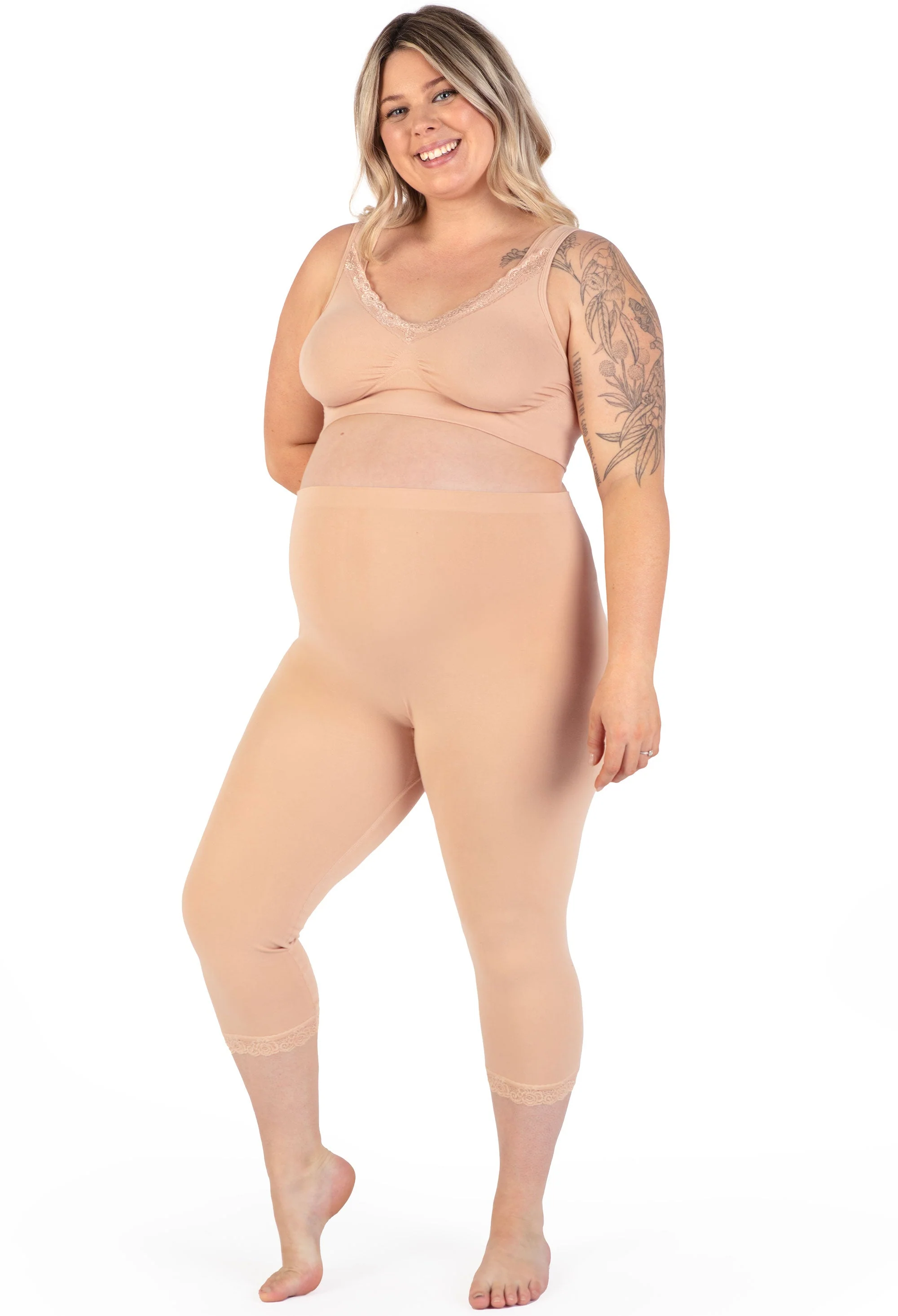 Maternity Anti Chafing High Rise 3/4 Cotton Rich Leggings - Image 5