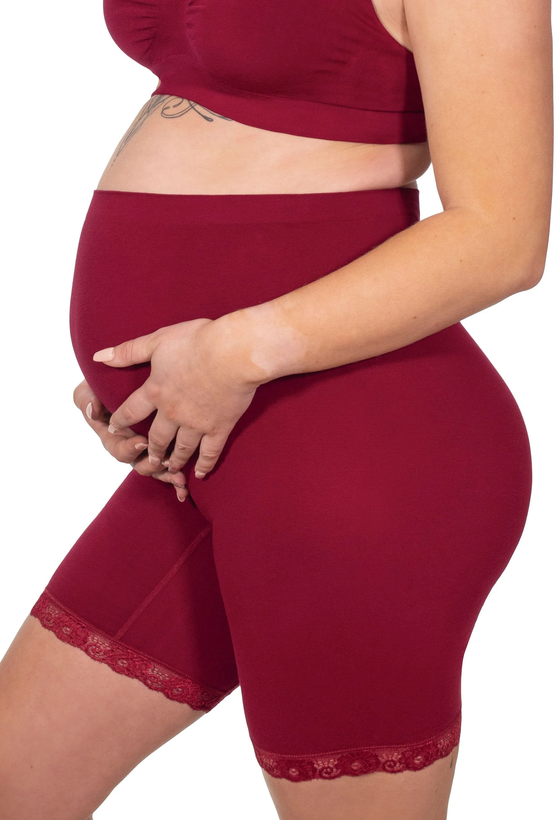 Maternity Anti Chafing High Rise Long Cotton Rich Shorts - 3 Pack - Image 12