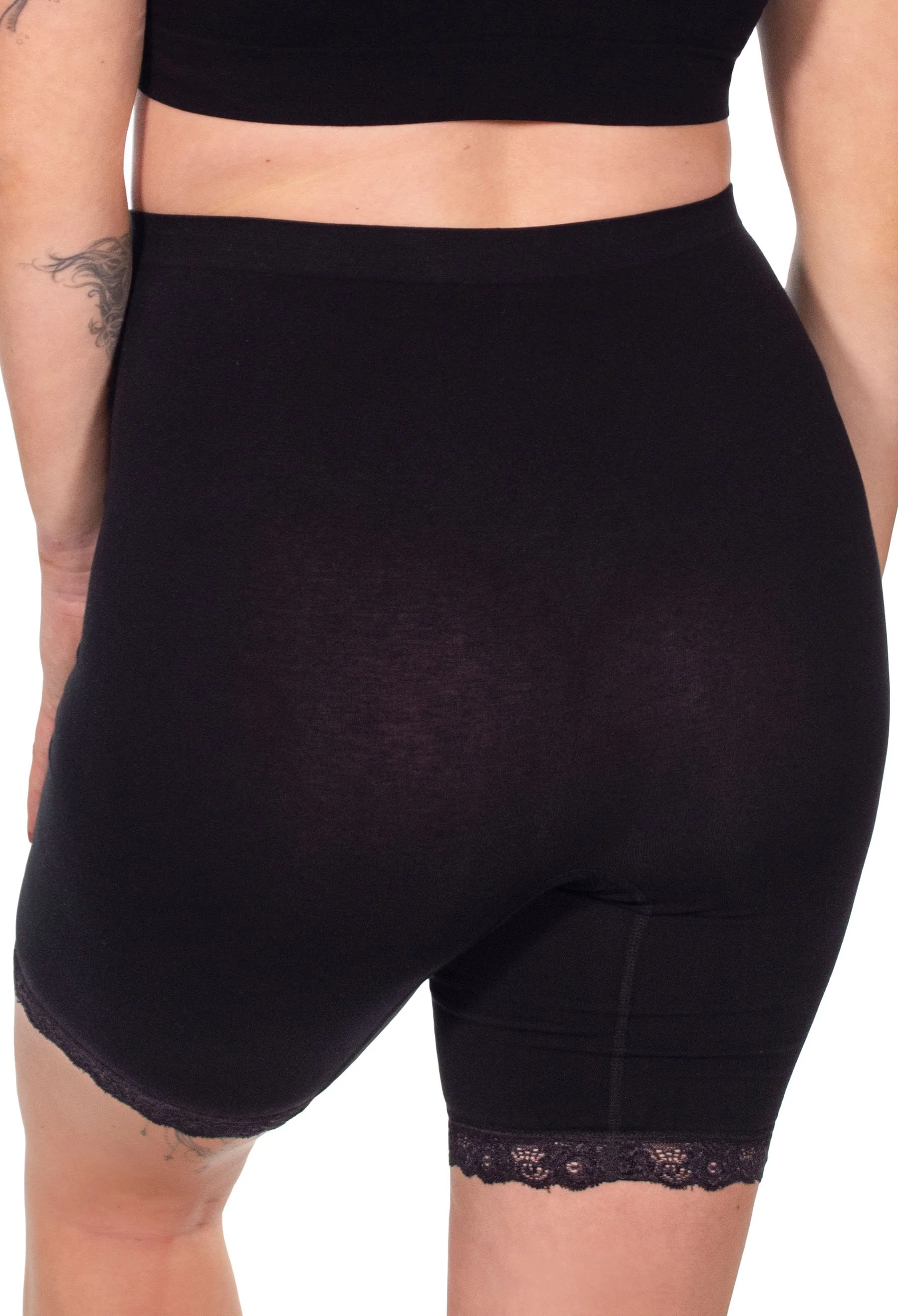 Maternity Anti Chafing High Rise Long Cotton Rich Shorts - 3 Pack - Image 4