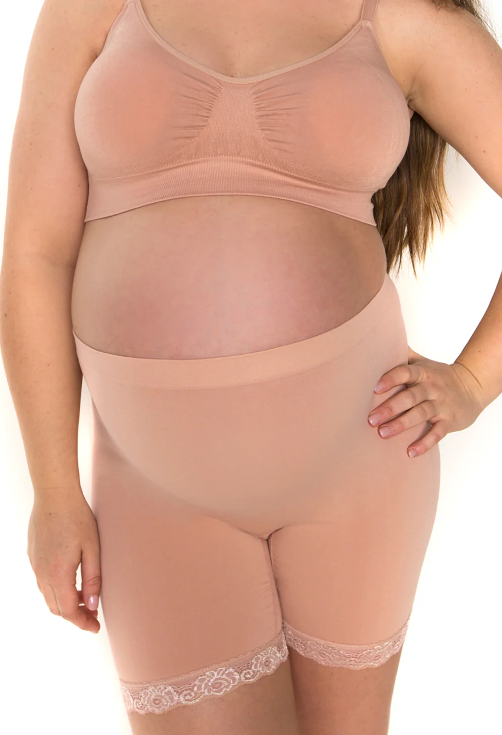 Maternity Anti Chafing High Rise Petite Cotton Rich Shorts - 3 Pack - Image 3