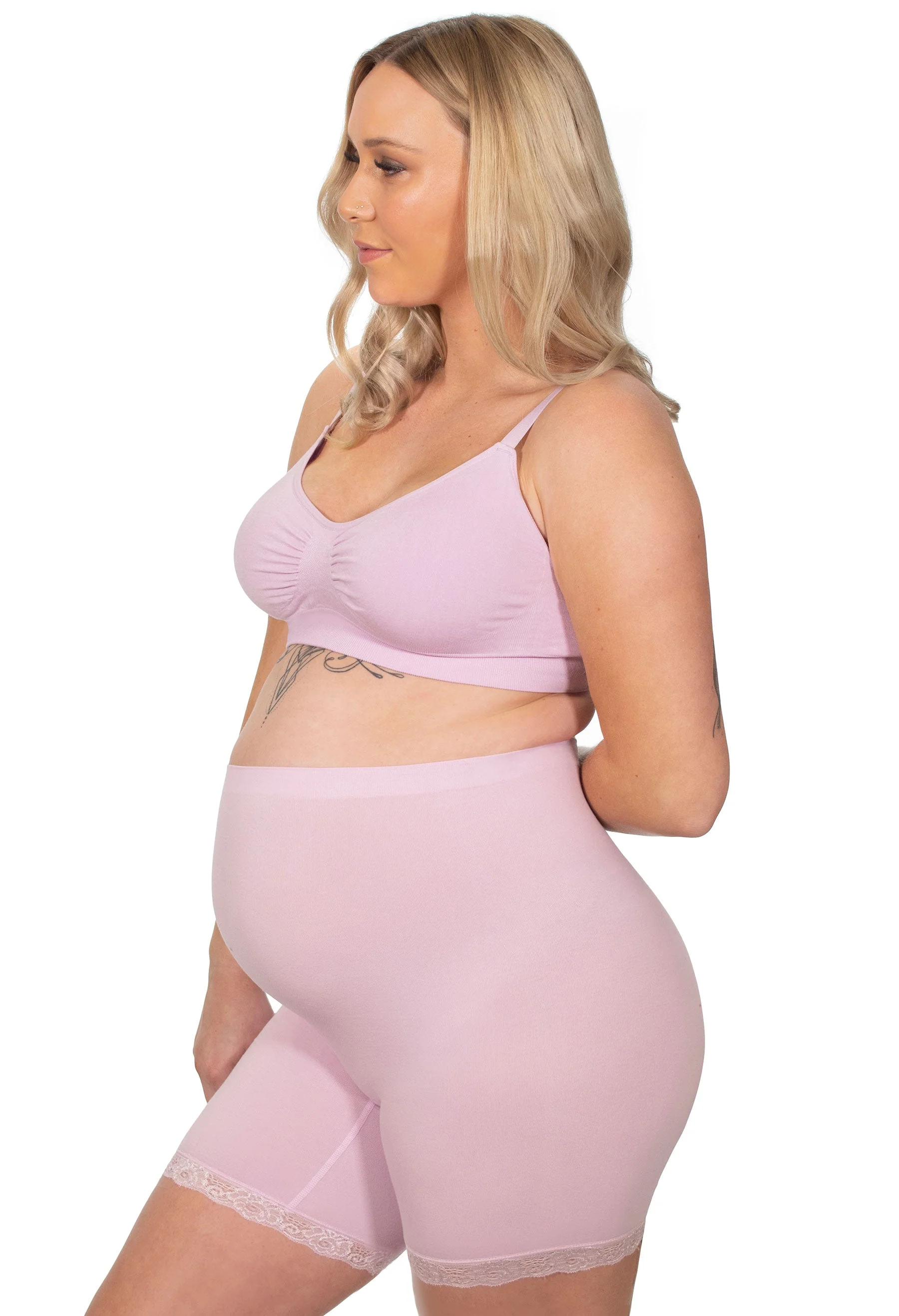 Maternity Anti Chafing High Rise Petite Cotton Rich Shorts - 3 Pack - Image 6