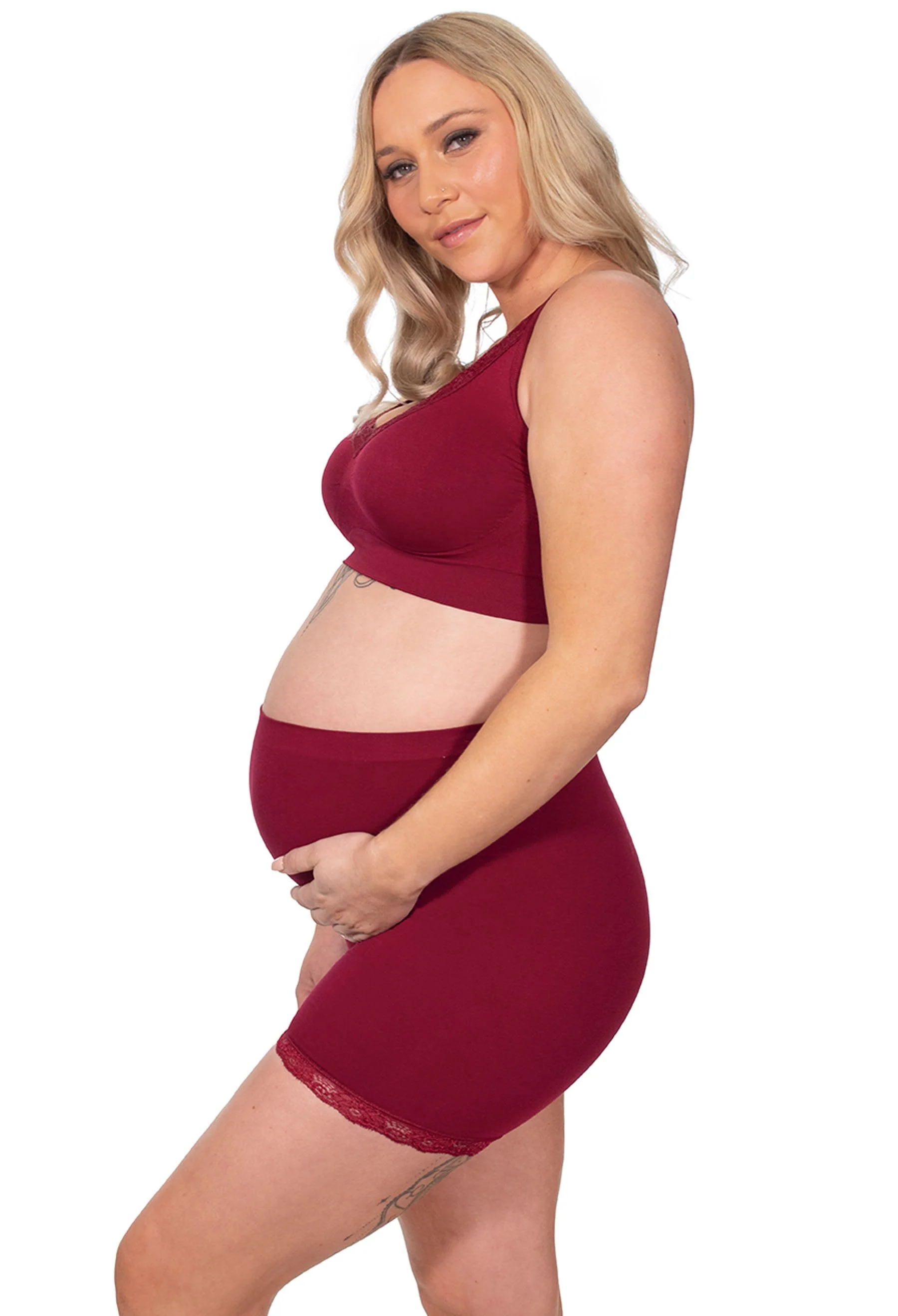 Maternity Anti Chafing High Rise Petite Cotton Rich Shorts - 3 Pack - Image 9