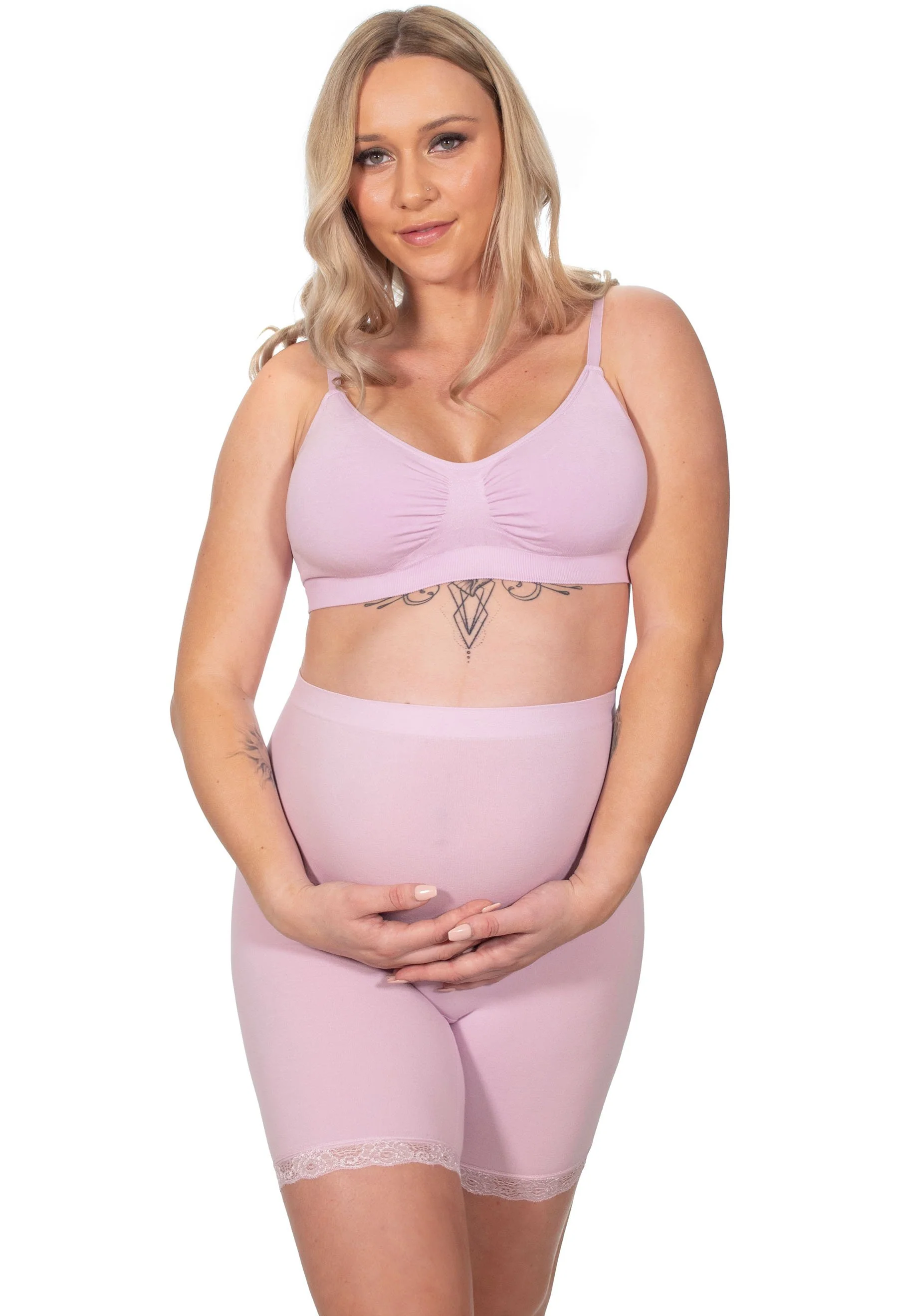 Maternity Anti Chafing High Rise Long Cotton Rich Shorts - Image 11