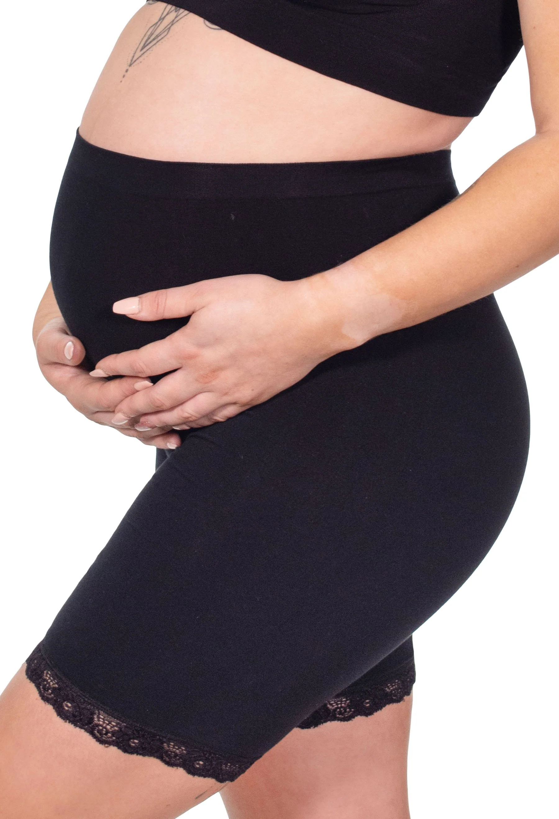 Maternity Anti Chafing High Rise Long Cotton Rich Shorts - Image 16
