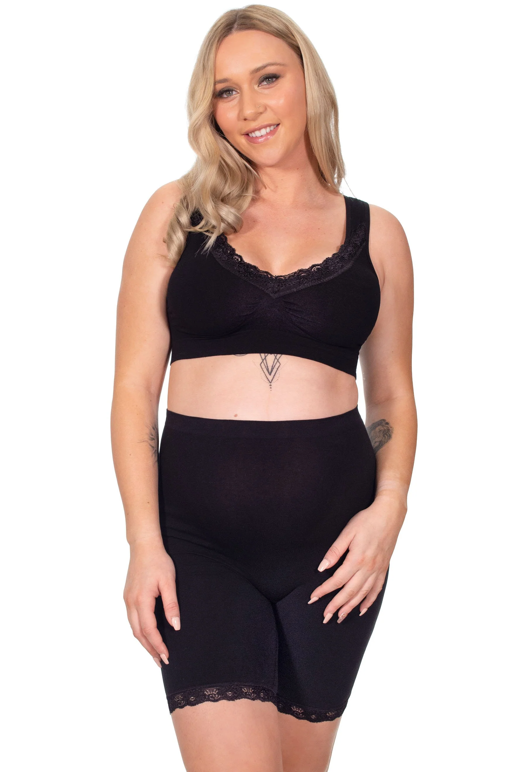 Maternity Anti Chafing High Rise Long Cotton Rich Shorts - Image 19