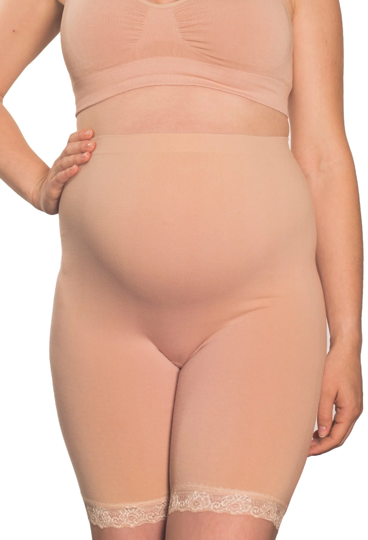 Maternity Anti Chafing High Rise Long Cotton Rich Shorts - Image 5