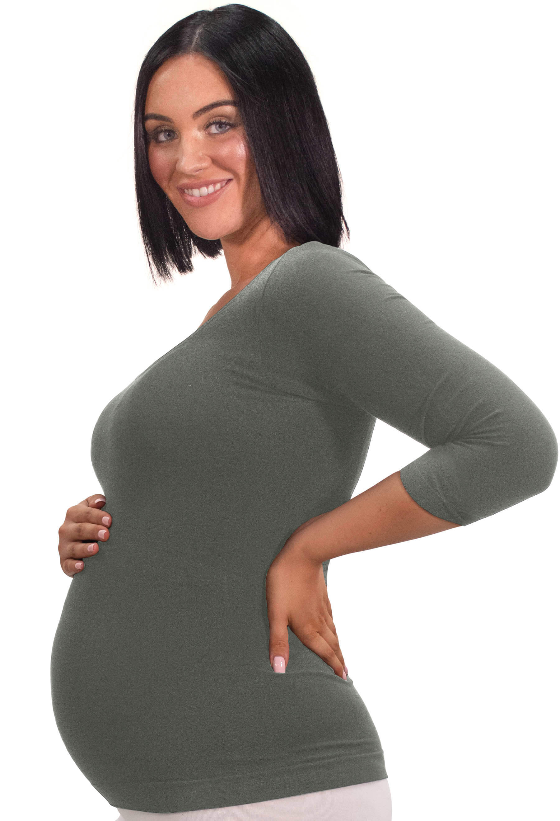 Maternity Bamboo 3/4 Sleeve Top - 3 Pack - Image 12