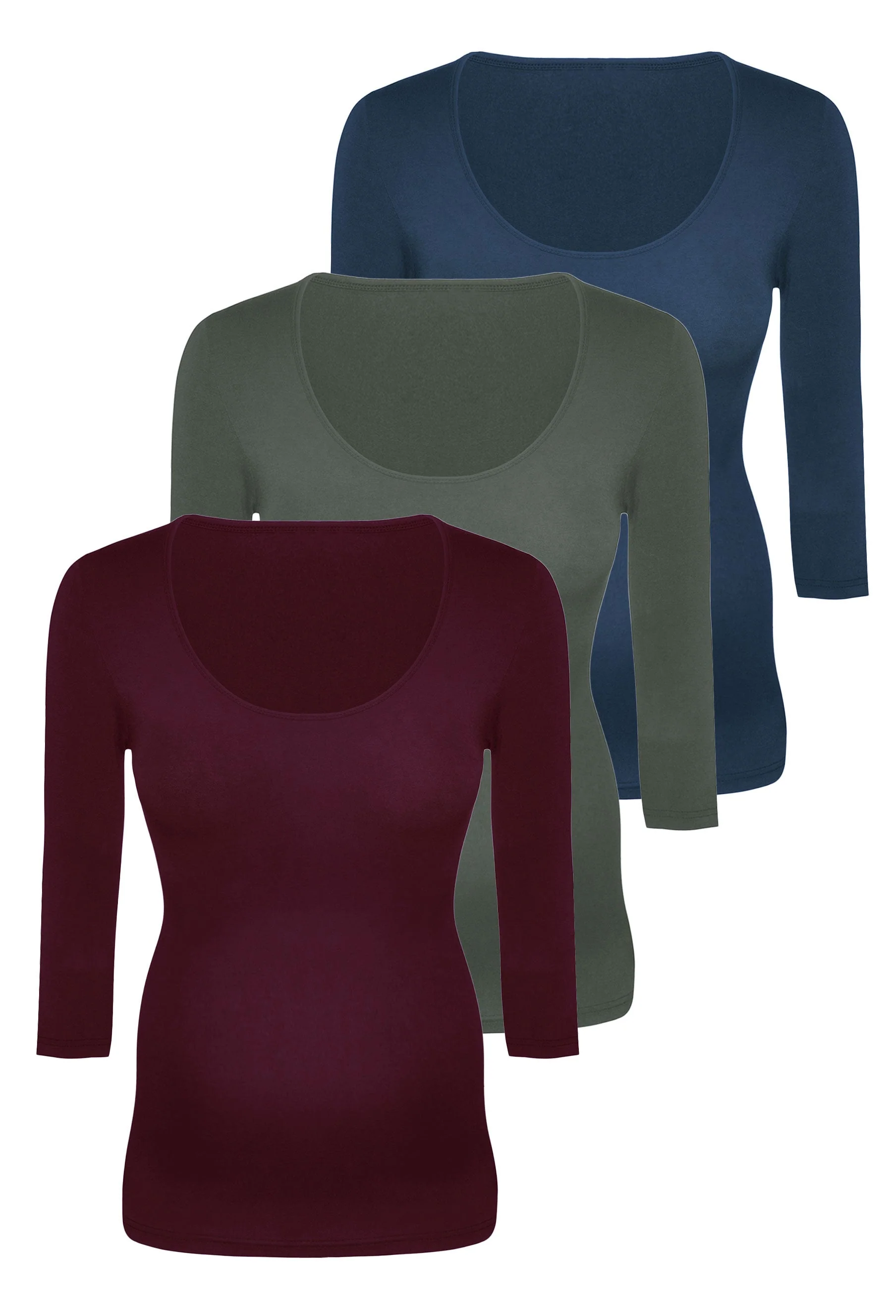 Maternity Bamboo 3/4 Sleeve Top - 3 Pack - Image 14