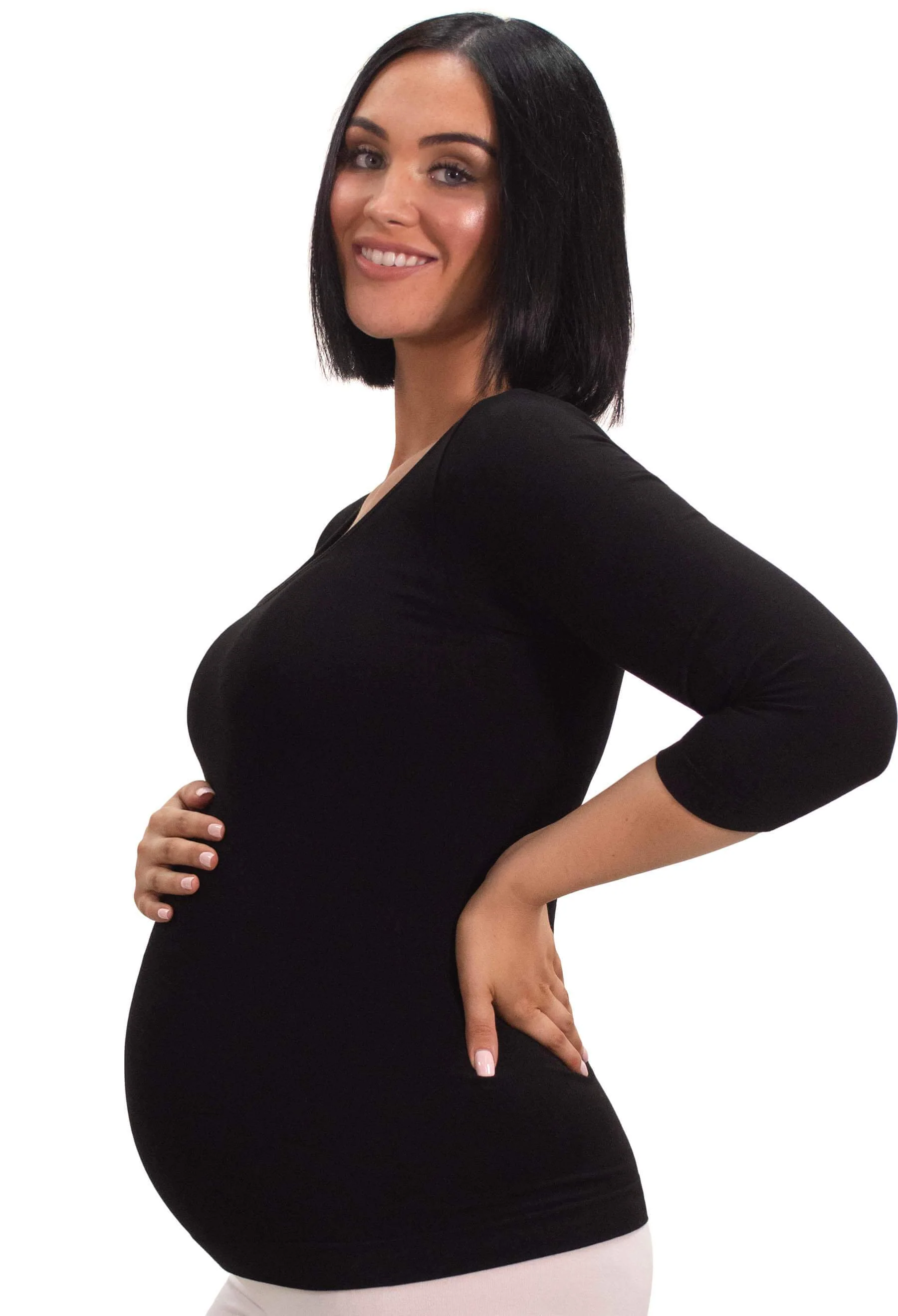 Maternity Bamboo 3/4 Sleeve Top - 3 Pack - Image 3